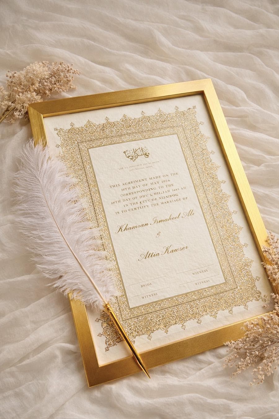 Personalised A4 Nikkah Certificate: Islamic Wedding Contract - image 4