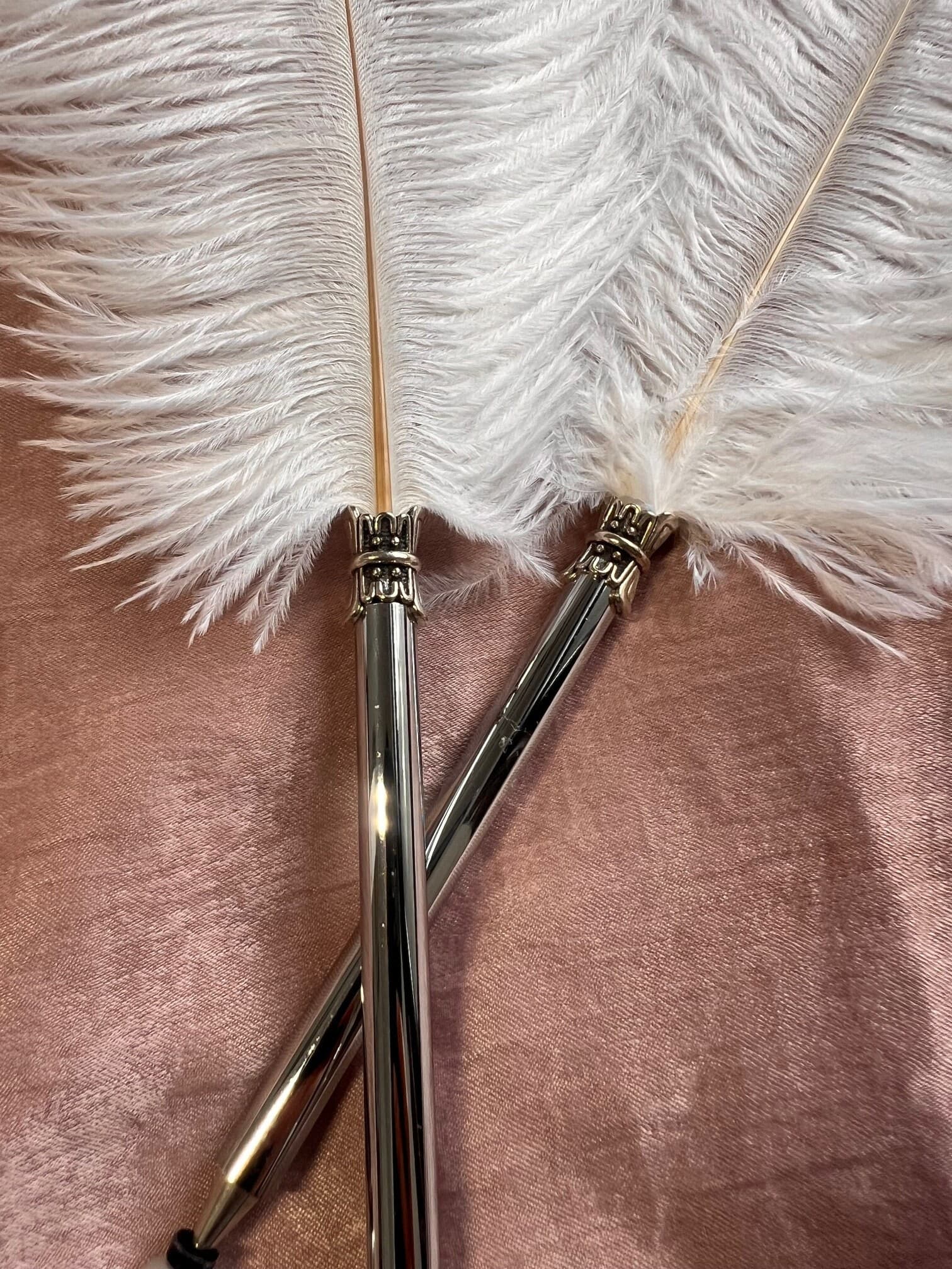 Custom Feather Pen, Refillable Ballpoint Feather Pen, Feather Pen Wedding,Peacock Feather Pen