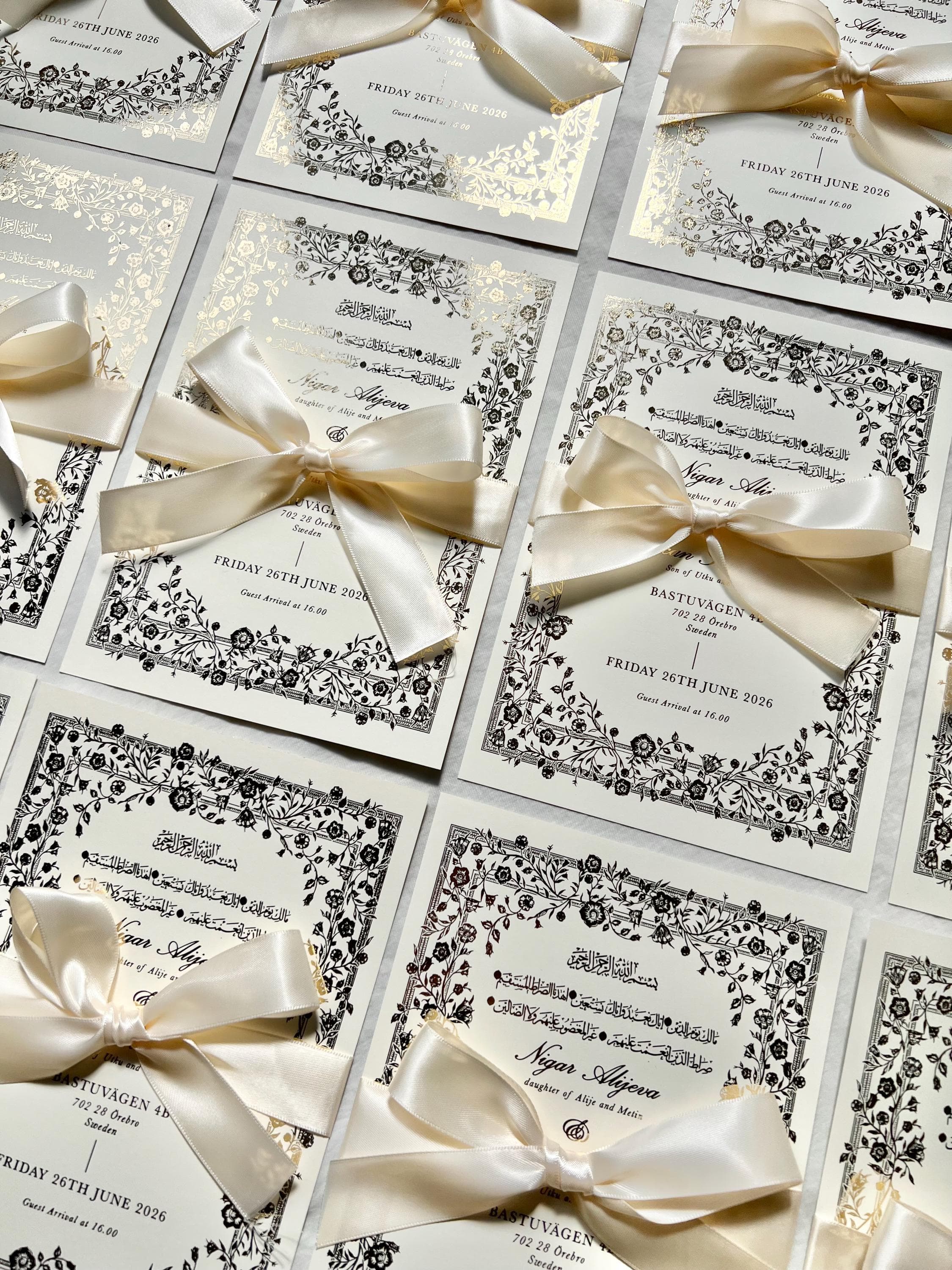 Gold Foil Nikkah Wedding Invitation: Arabic Muslim Invite - image 4