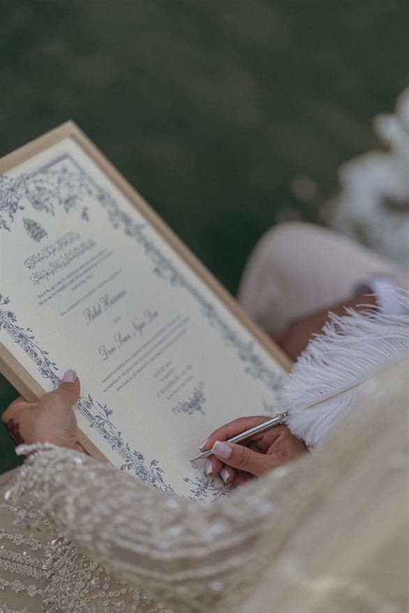 Floral Nikkah Certificate: Mahek Blue Muslim Marriage Contract (A3) - image 3
