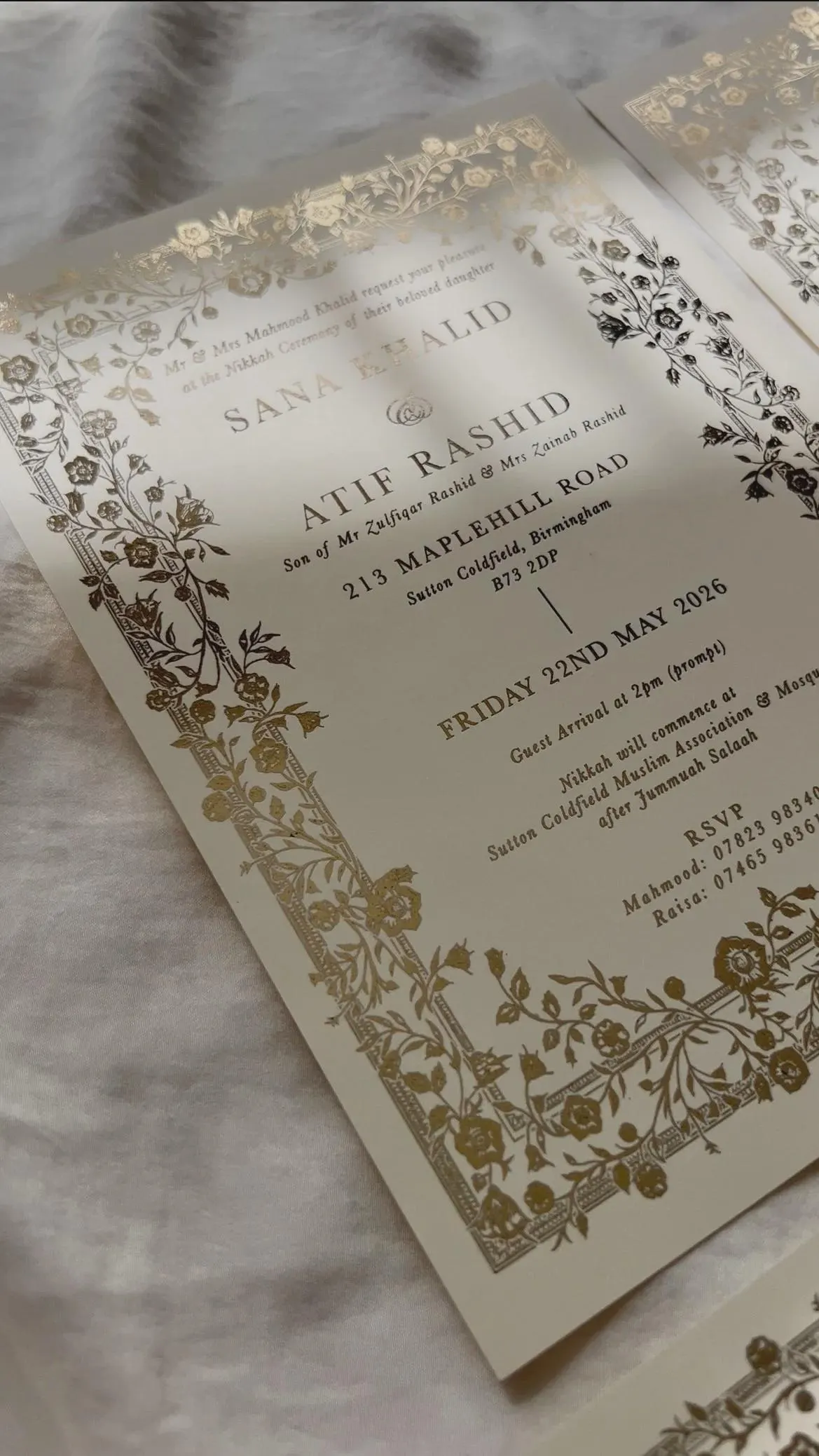 Gold Foil Nikkah Wedding Invitation: Arabic Muslim Invite - image 5