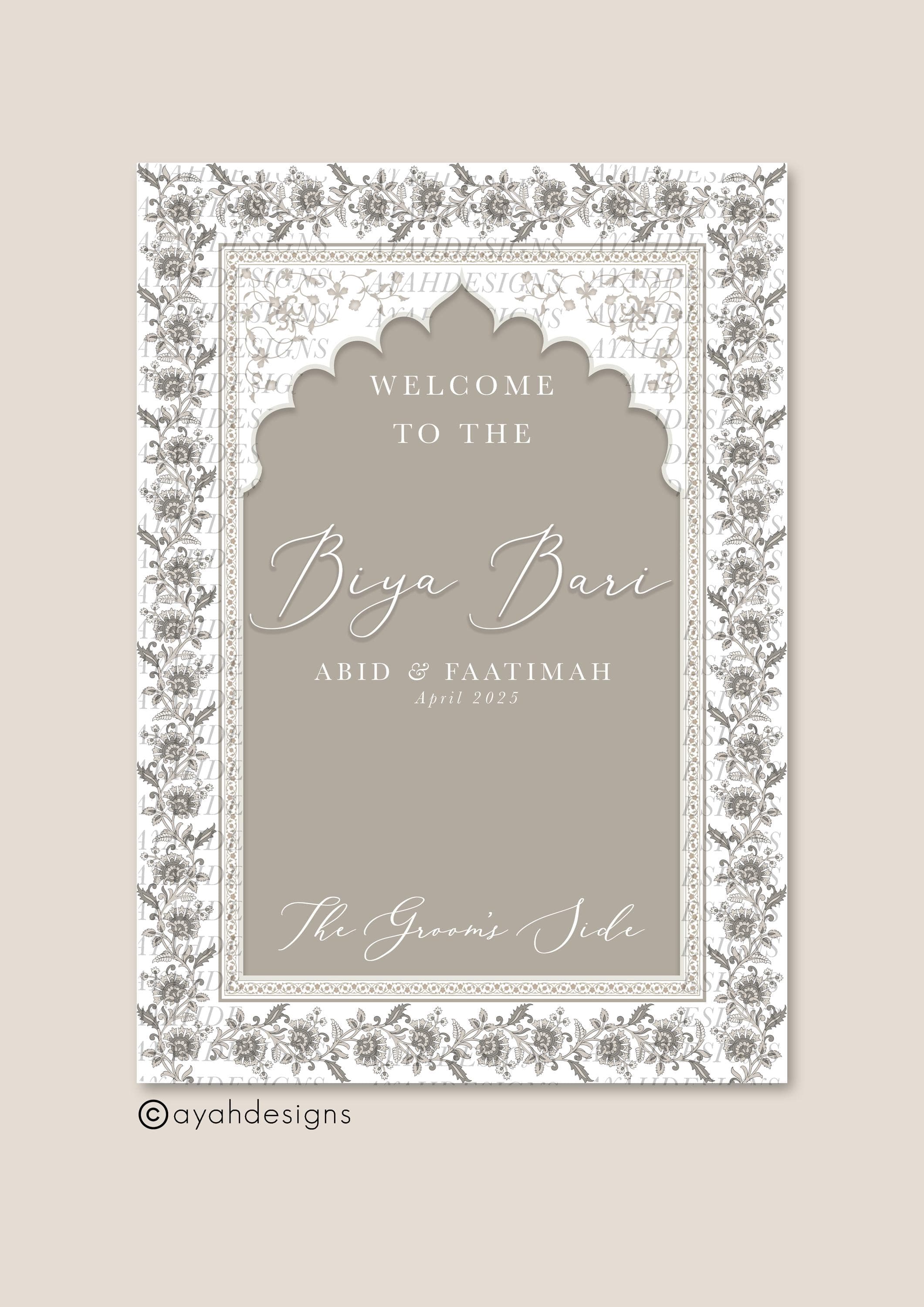 Personalised Biya Bari Welcome Sign, Modern Biya Bari Ceremony Sign, Wedding Decor, Wedding House Custom Signage, Welcome Sign, A3, A2, A1 - image 3
