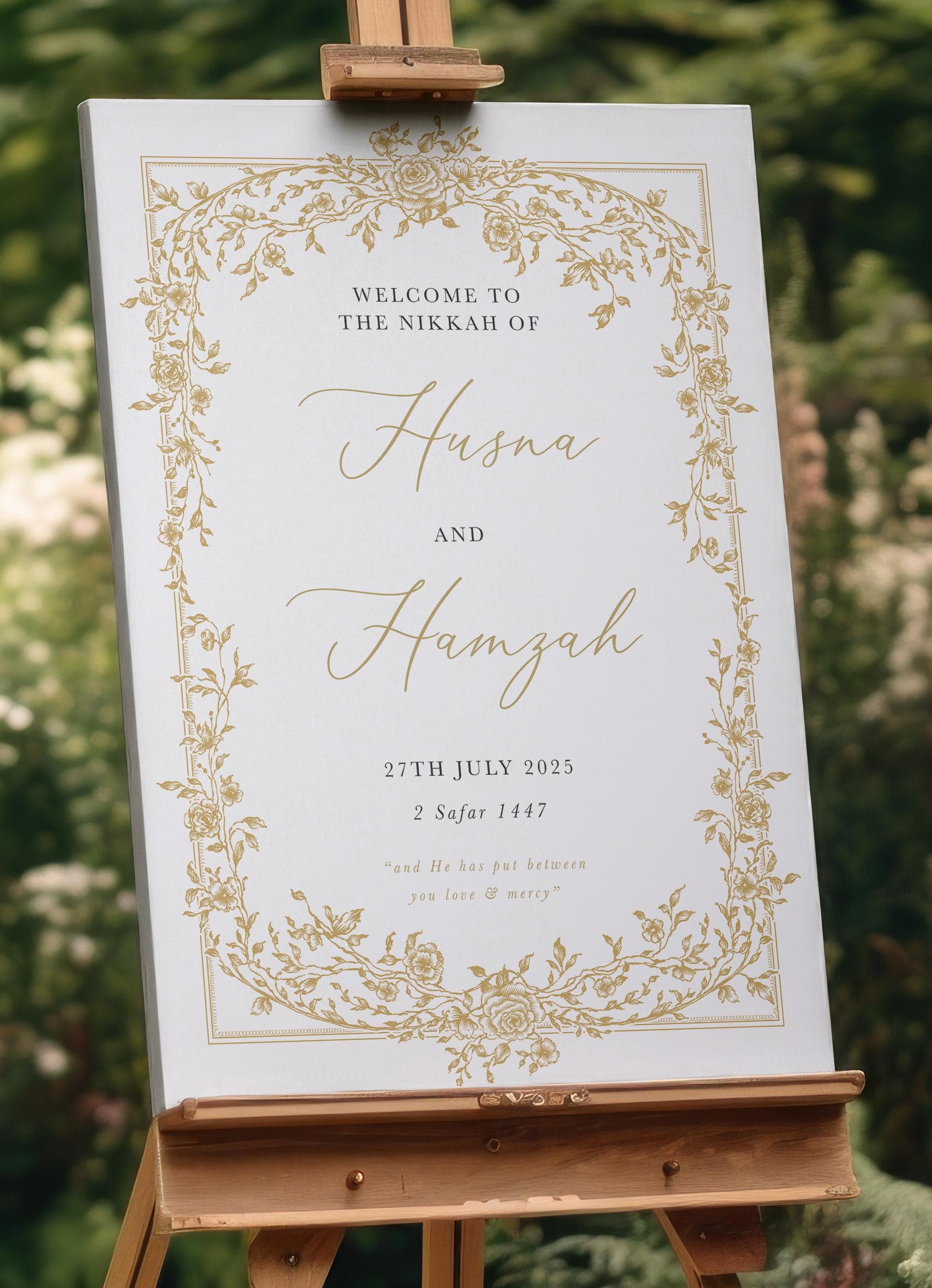 Personalised Wedding Welcome Sign, Modern Ceremony Sign, Wedding Decor, Nikkah Custom Signage, Katb Kitab Welcome Sign, A3, A2, A1