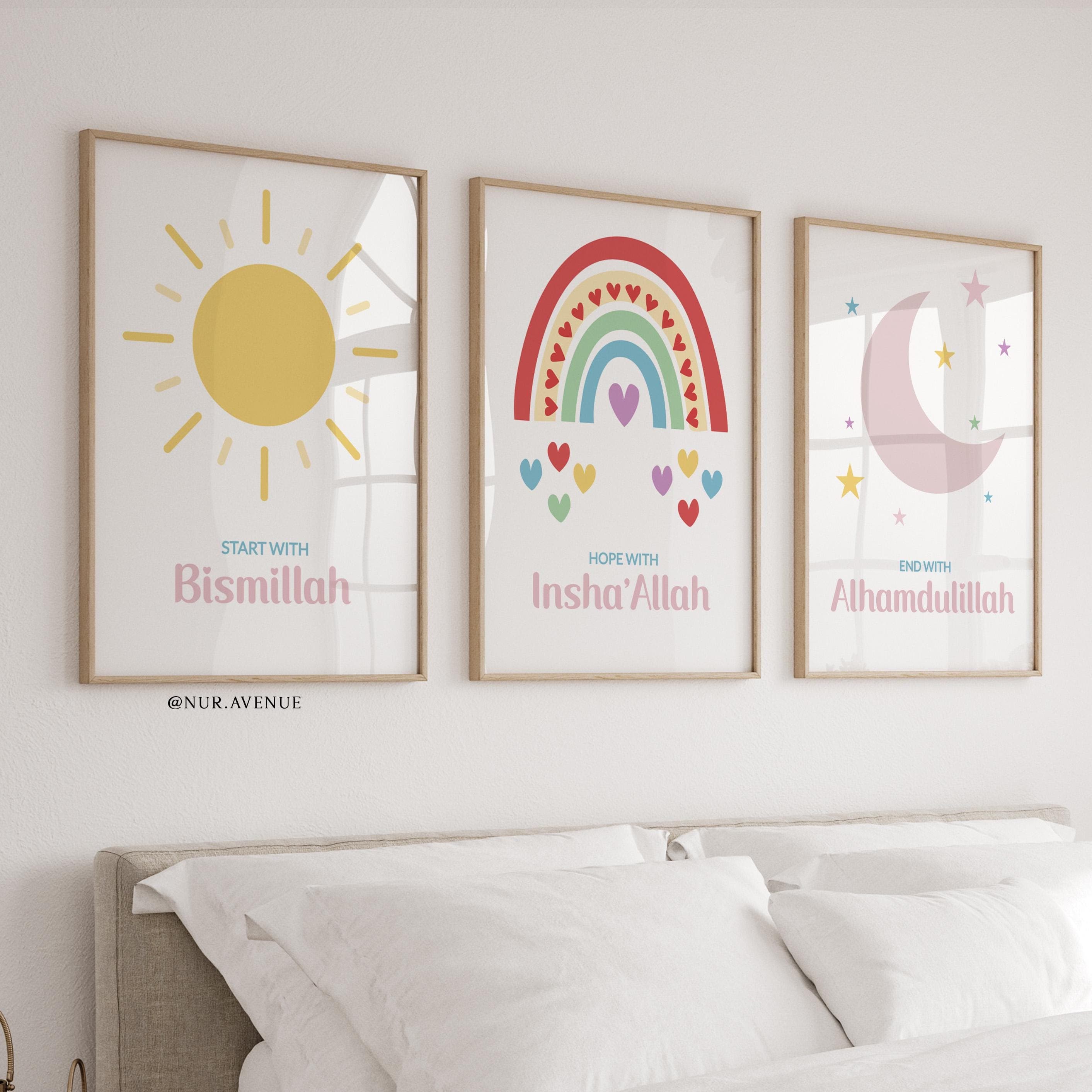 Islamic Wall Art for Children | Eid Gifts for Kids | Colorful Muslim Nursery Posters
