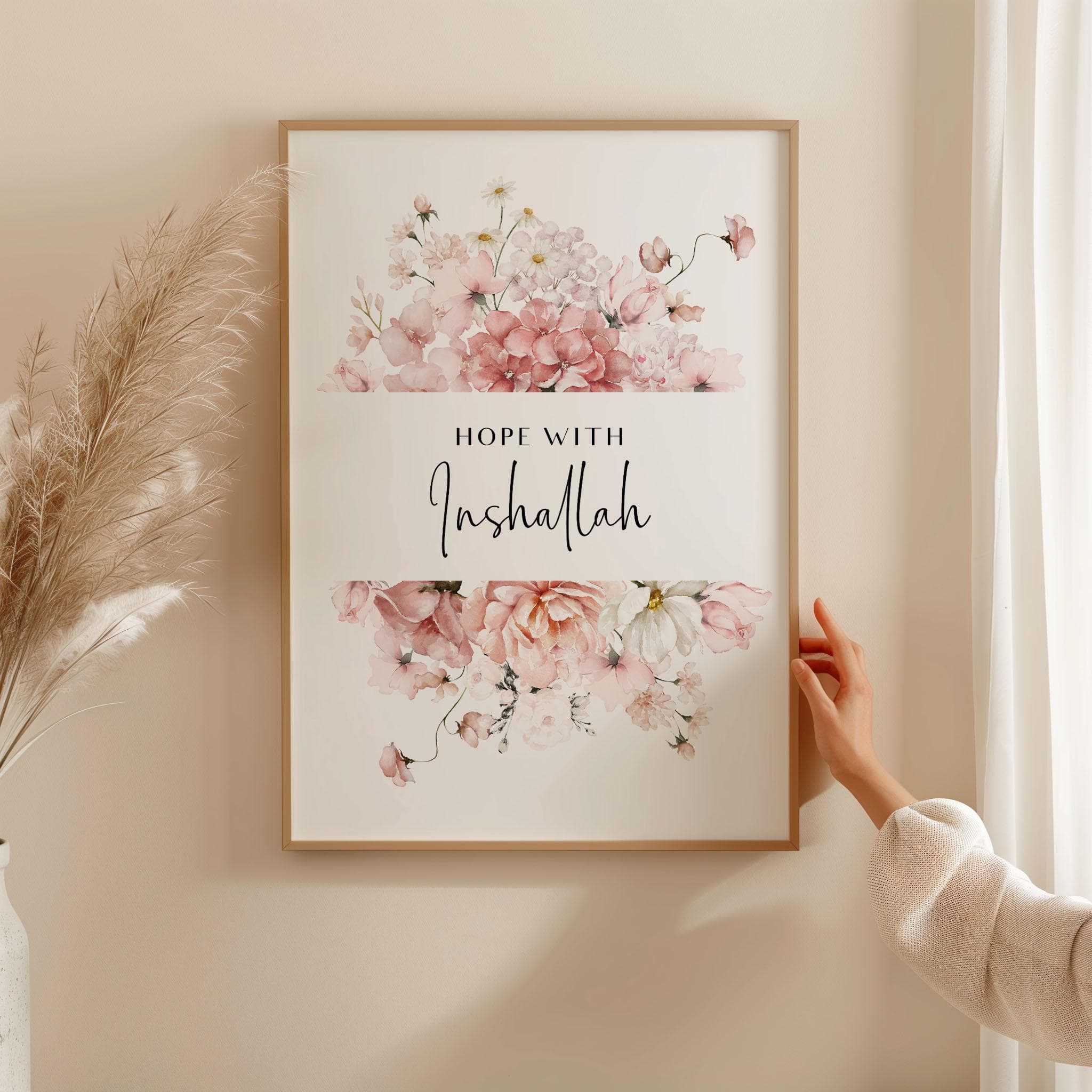 Set of 3 Islamic Wall Art Posters, Eid Gifts for Modern Muslim Home Decor, Inspirational Islamic Quotes Prints, Pink Floral Bismillah Art - image 5