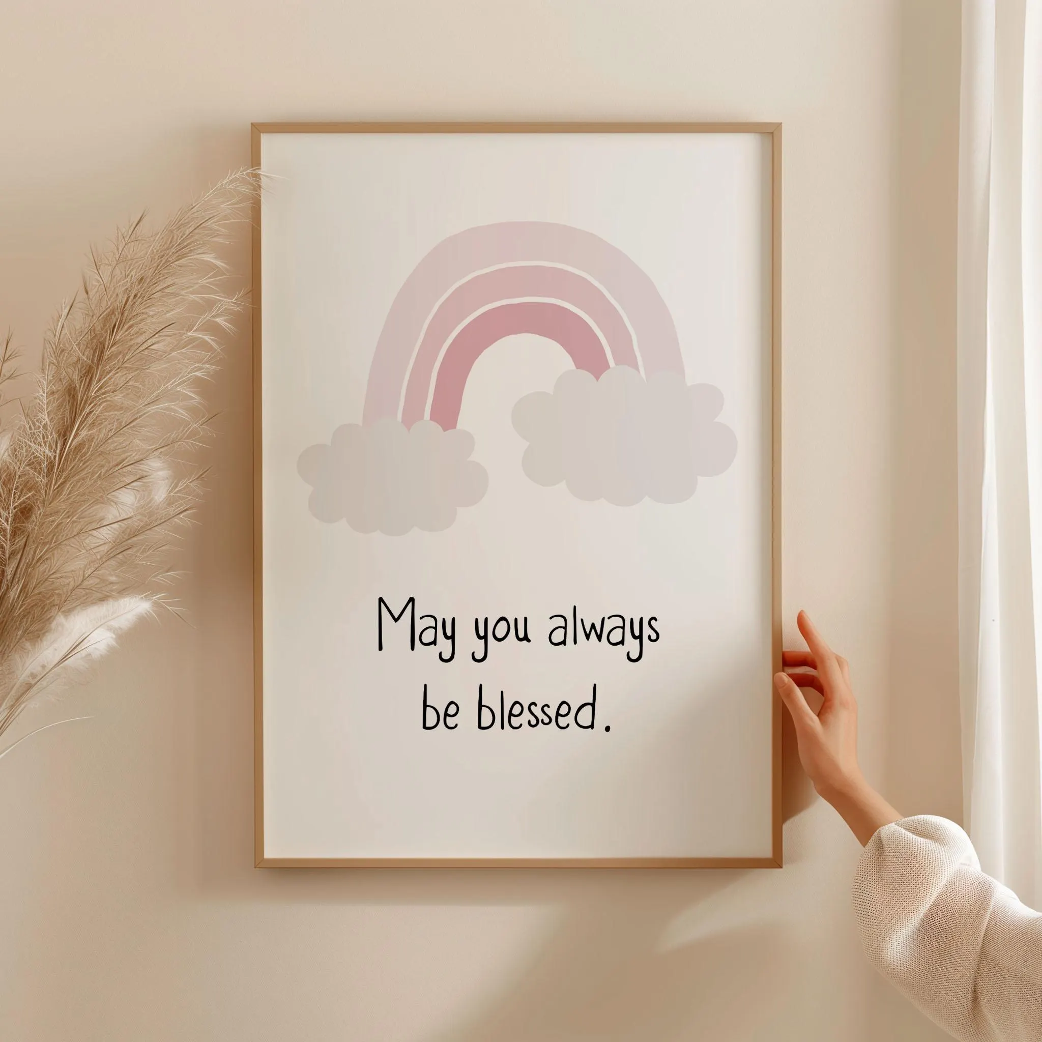 Islamic Wall Art Posters for Children, Personalised Eid Gifts for Kids, Muslim Nursery Decor in Pink, Custom Name Sign for Baby Girl - image 4