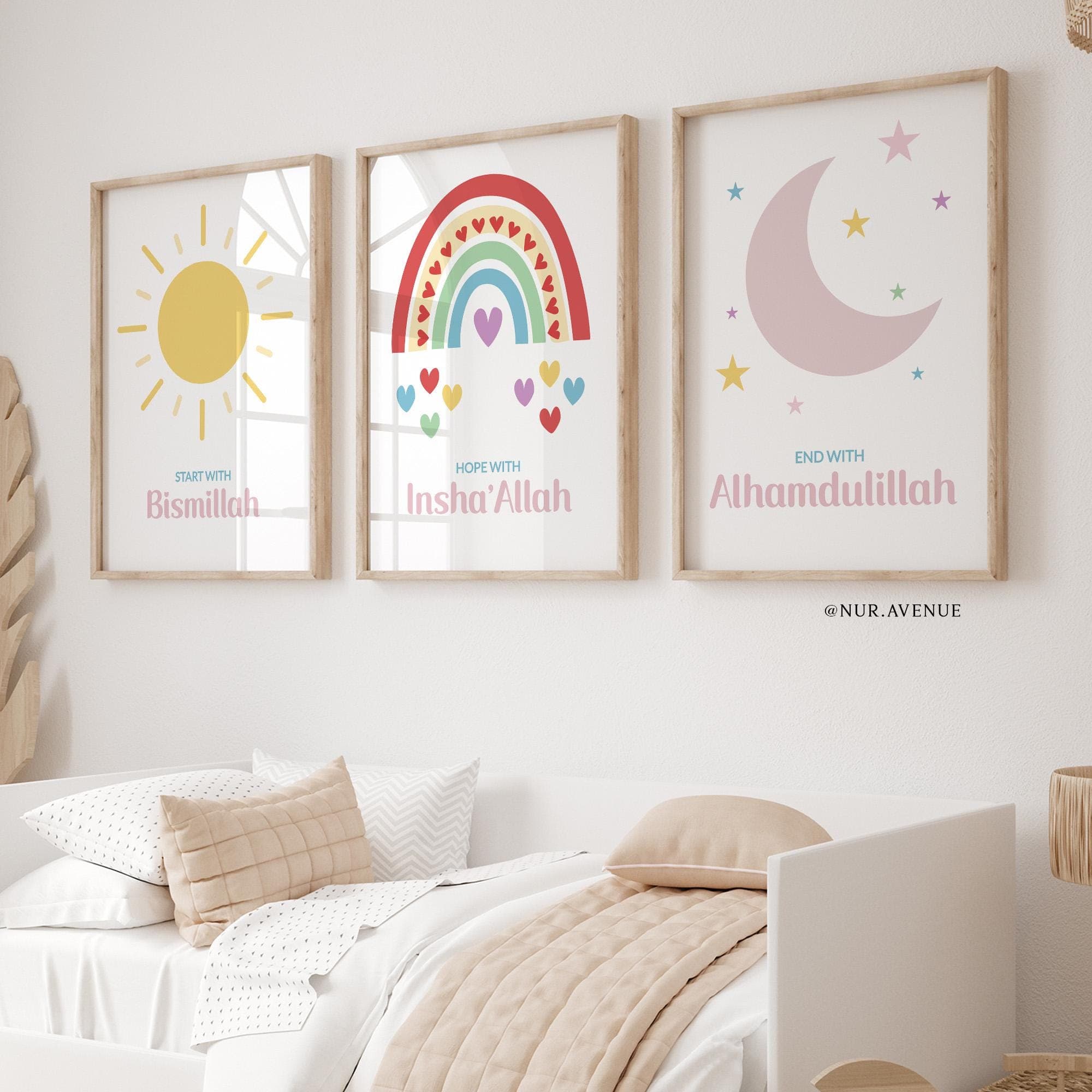 Islamic Wall Art for Children | Eid Gifts for Kids | Colorful Muslim Nursery Posters - image 3