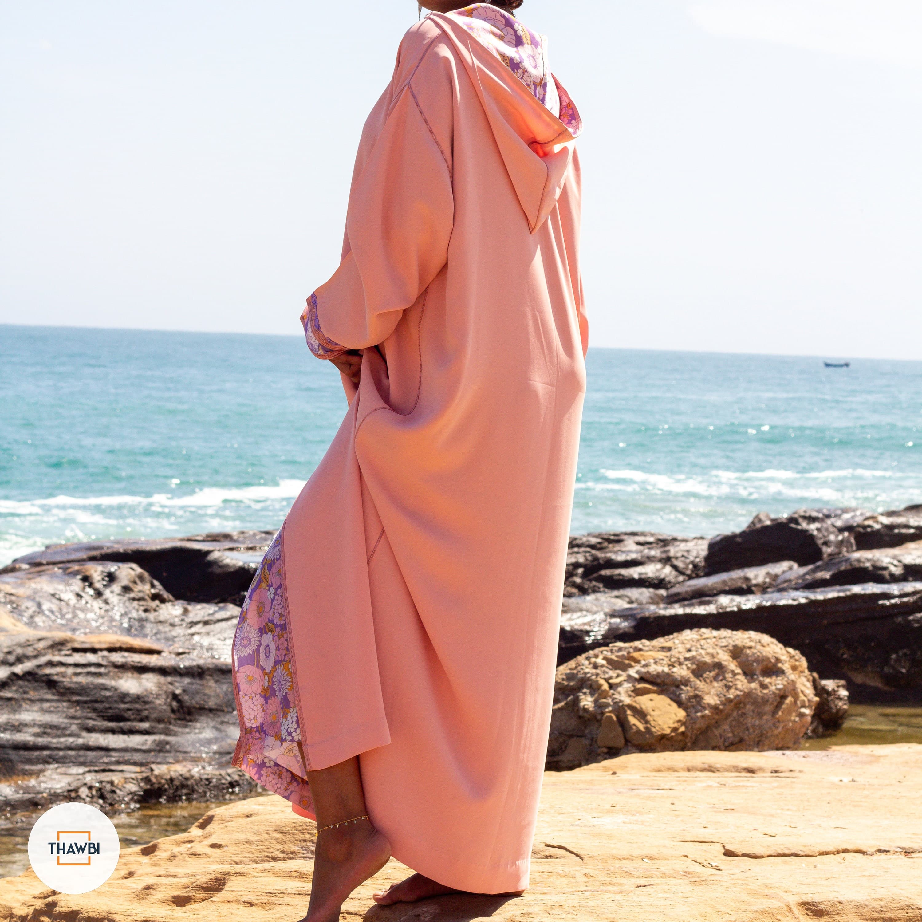 Pink Floral Moroccan Kaftan Jellaba: Handmade Women's Dress - image 3