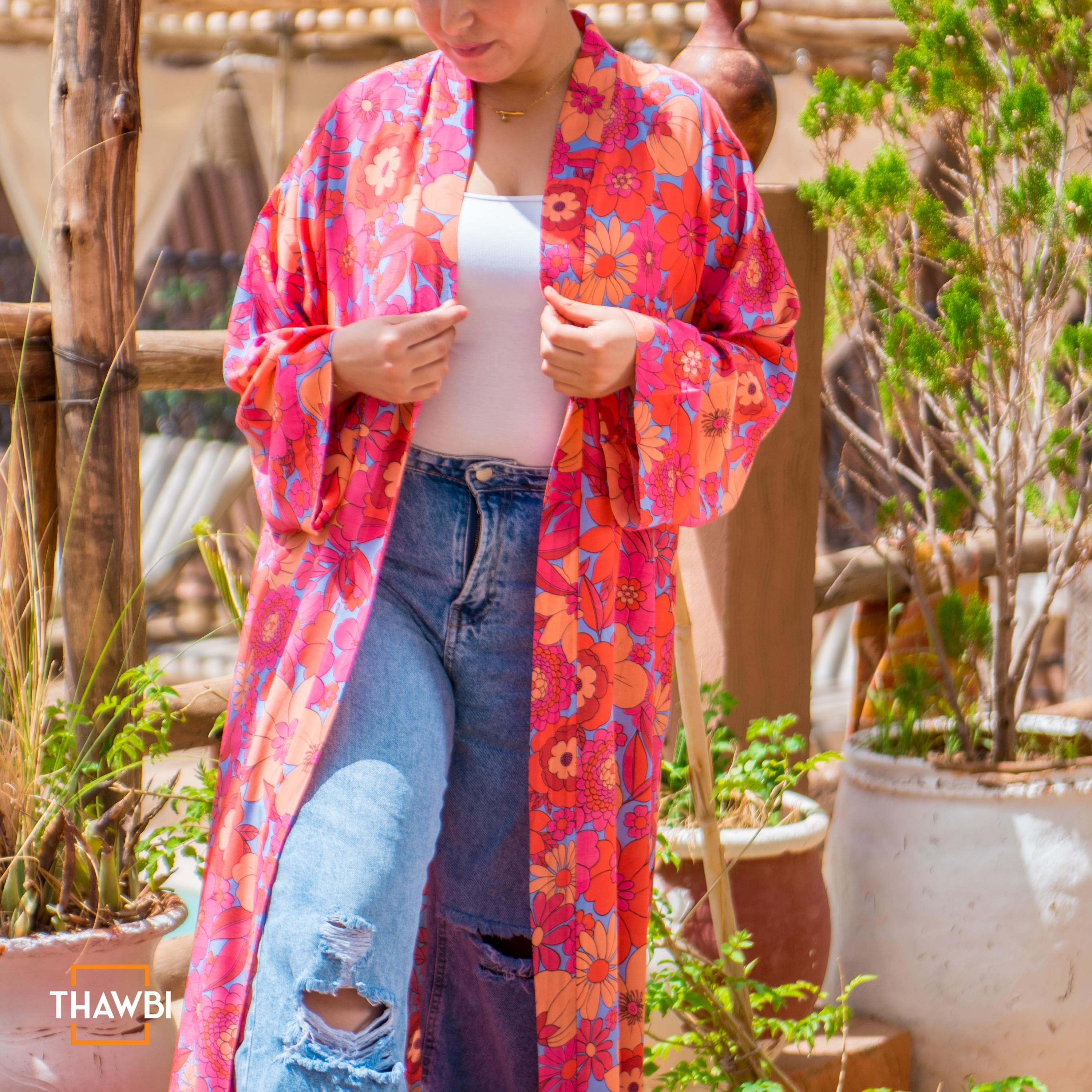 Boho Floral Kimono Duster – Vibrant Maxi Cover-Up for Layering | Bohemian Kimono Cardigan - image 3