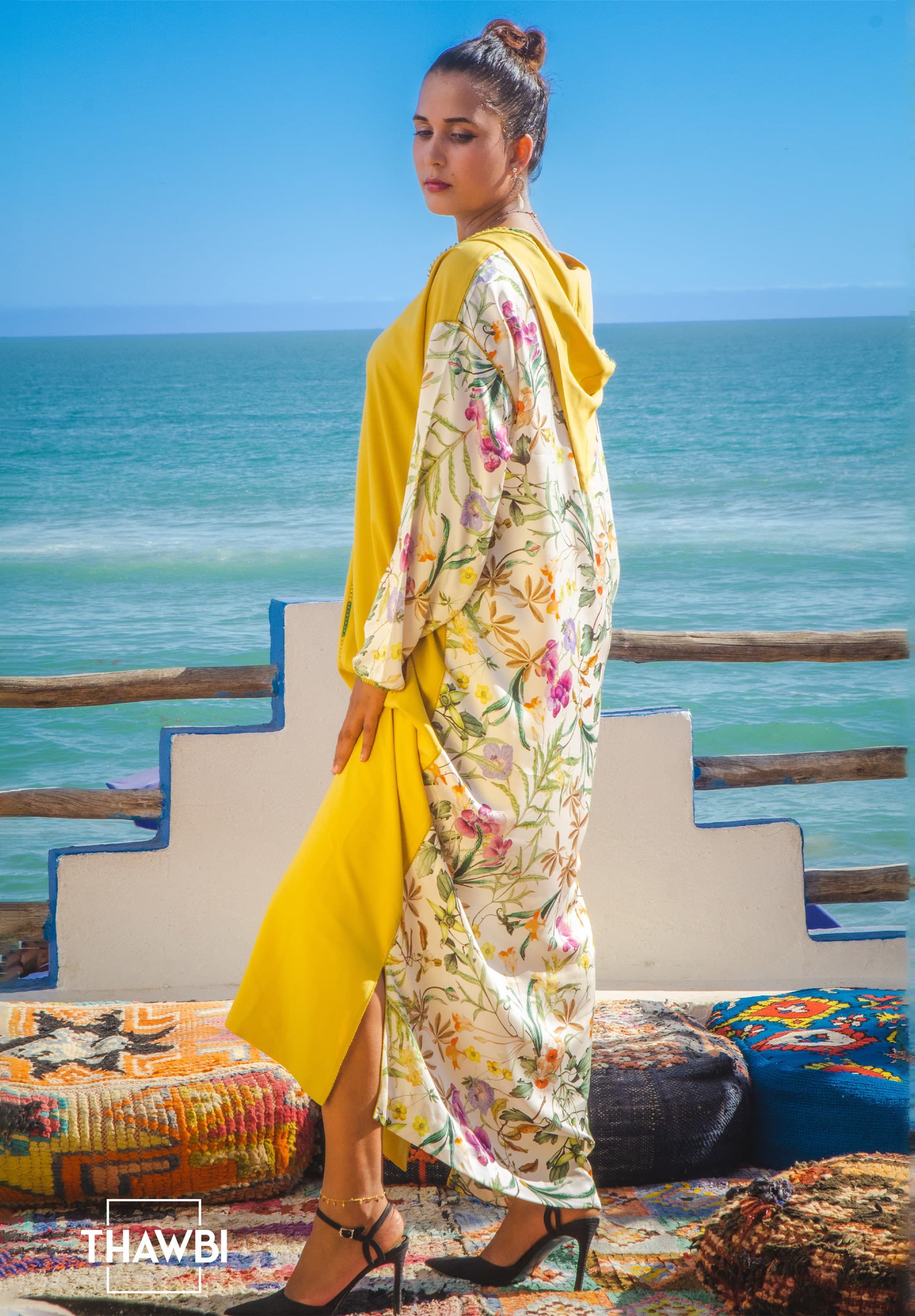 Handmade Moroccan Djellaba Robe: Floral Bohemian Slit Dress - image 4