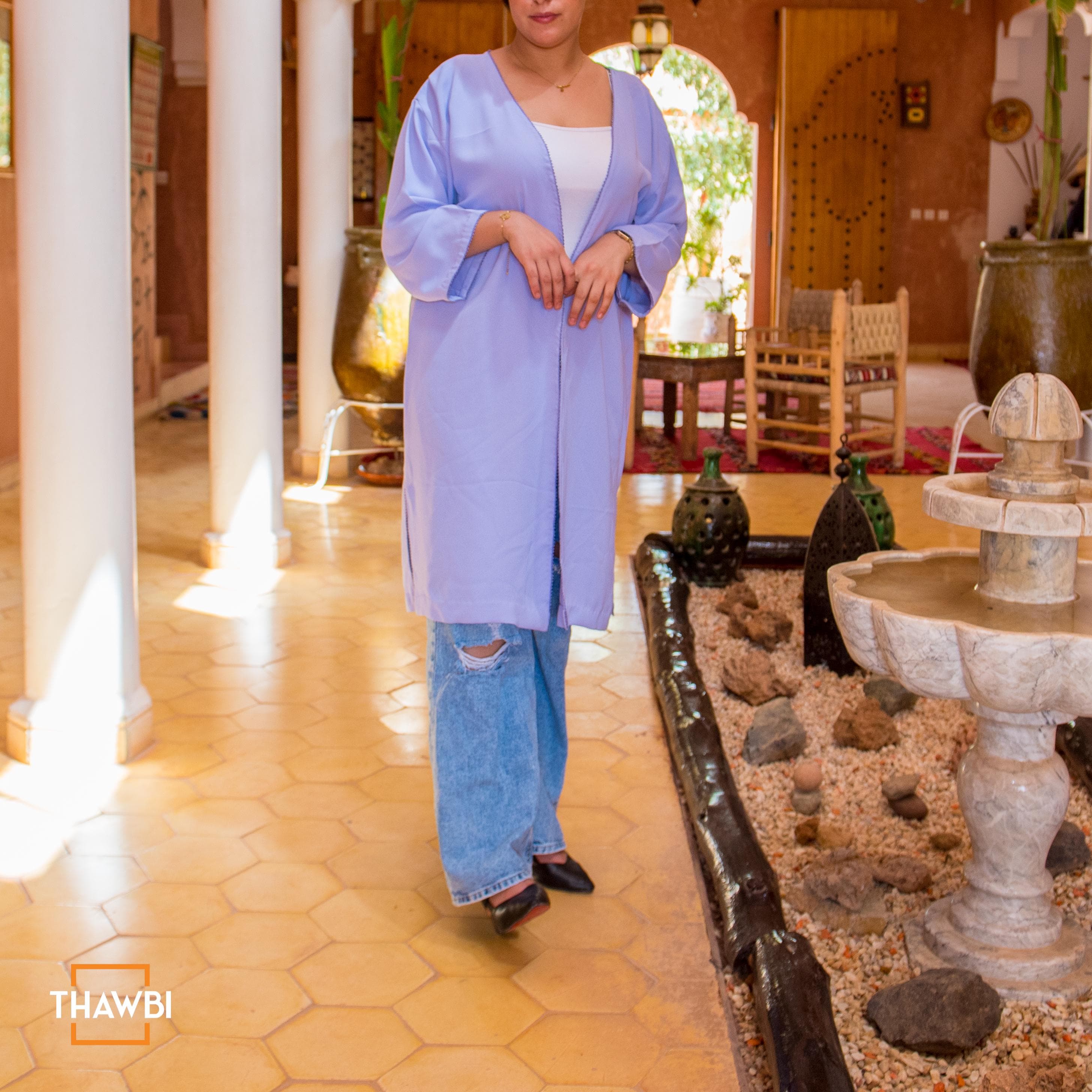 Elegant Lilac Kimono Cover-Up: Lightweight Modest Fashion