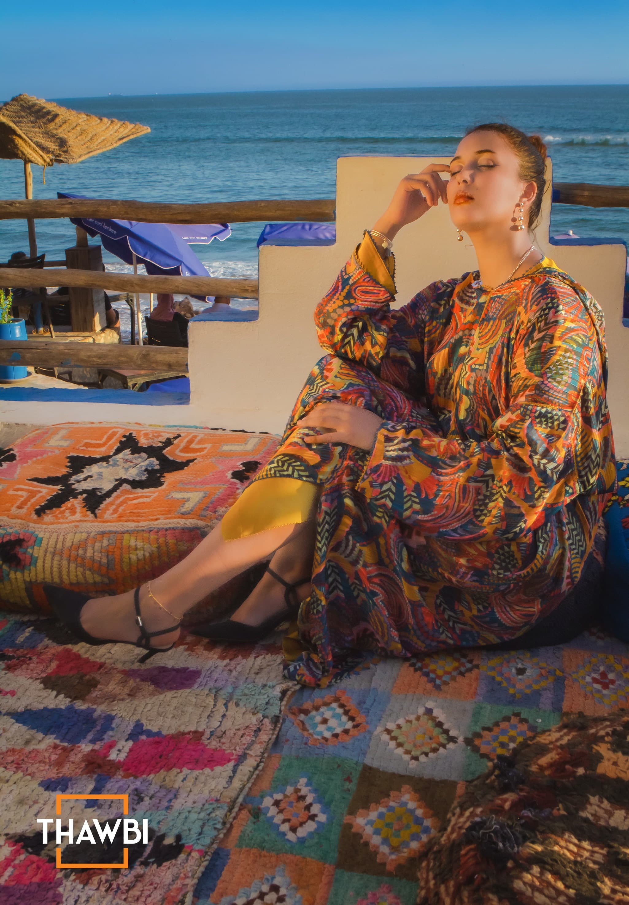 Handmade Moroccan Caftan Jellaba Set: Vintage Motif Randha Robe - image 4