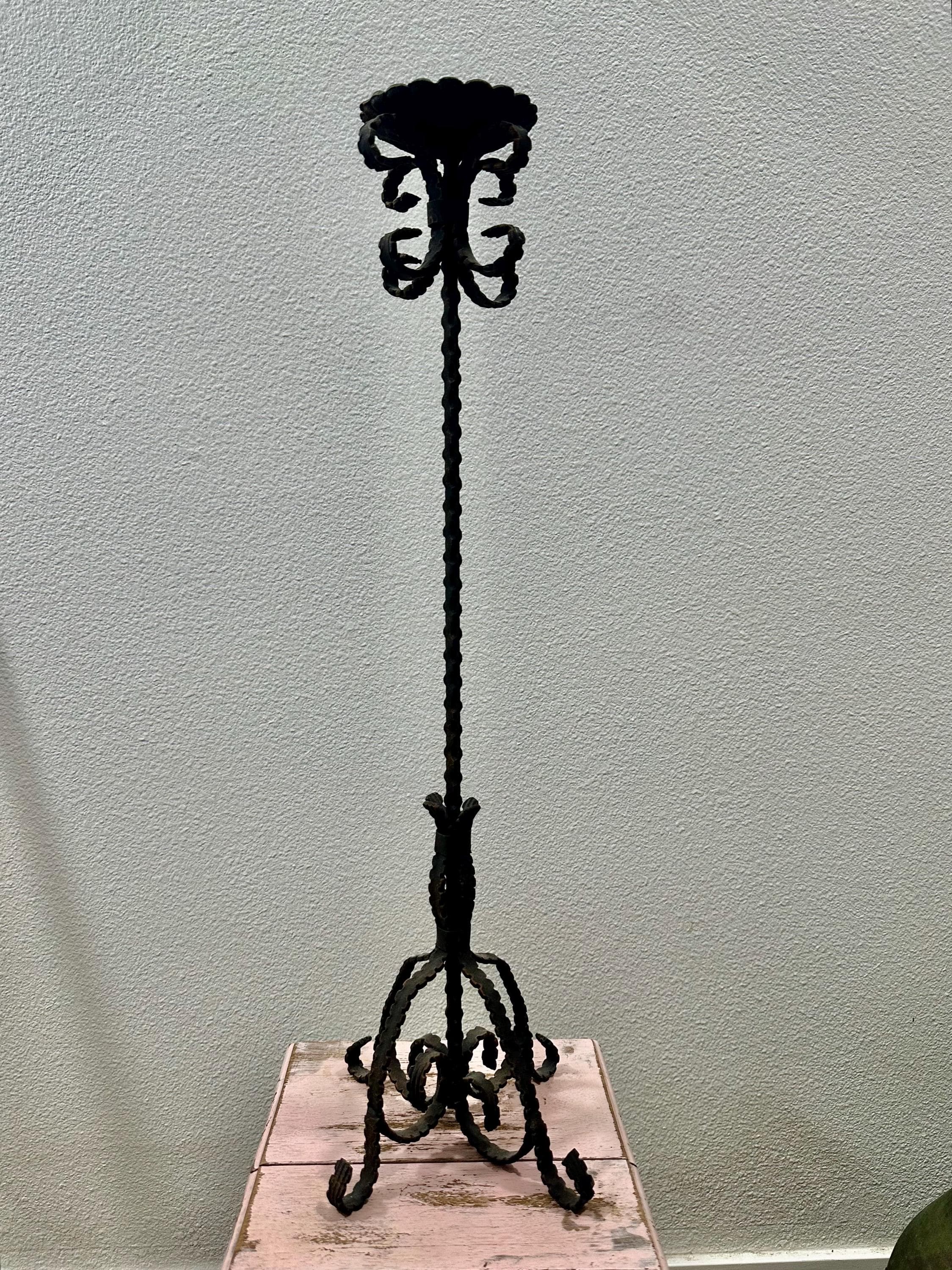 Gothic Black Wrought Iron Floor Pillar Candle Holder 28"T - image 3