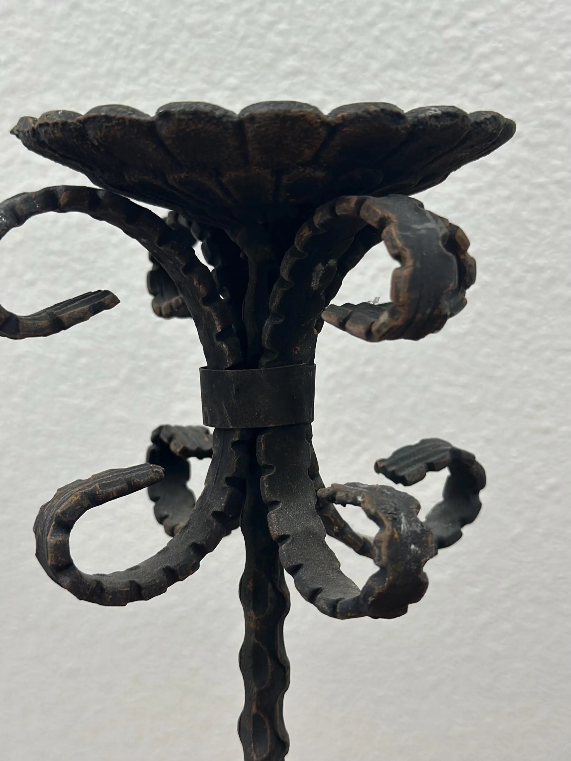 Gothic Black Wrought Iron Floor Pillar Candle Holder 28"T