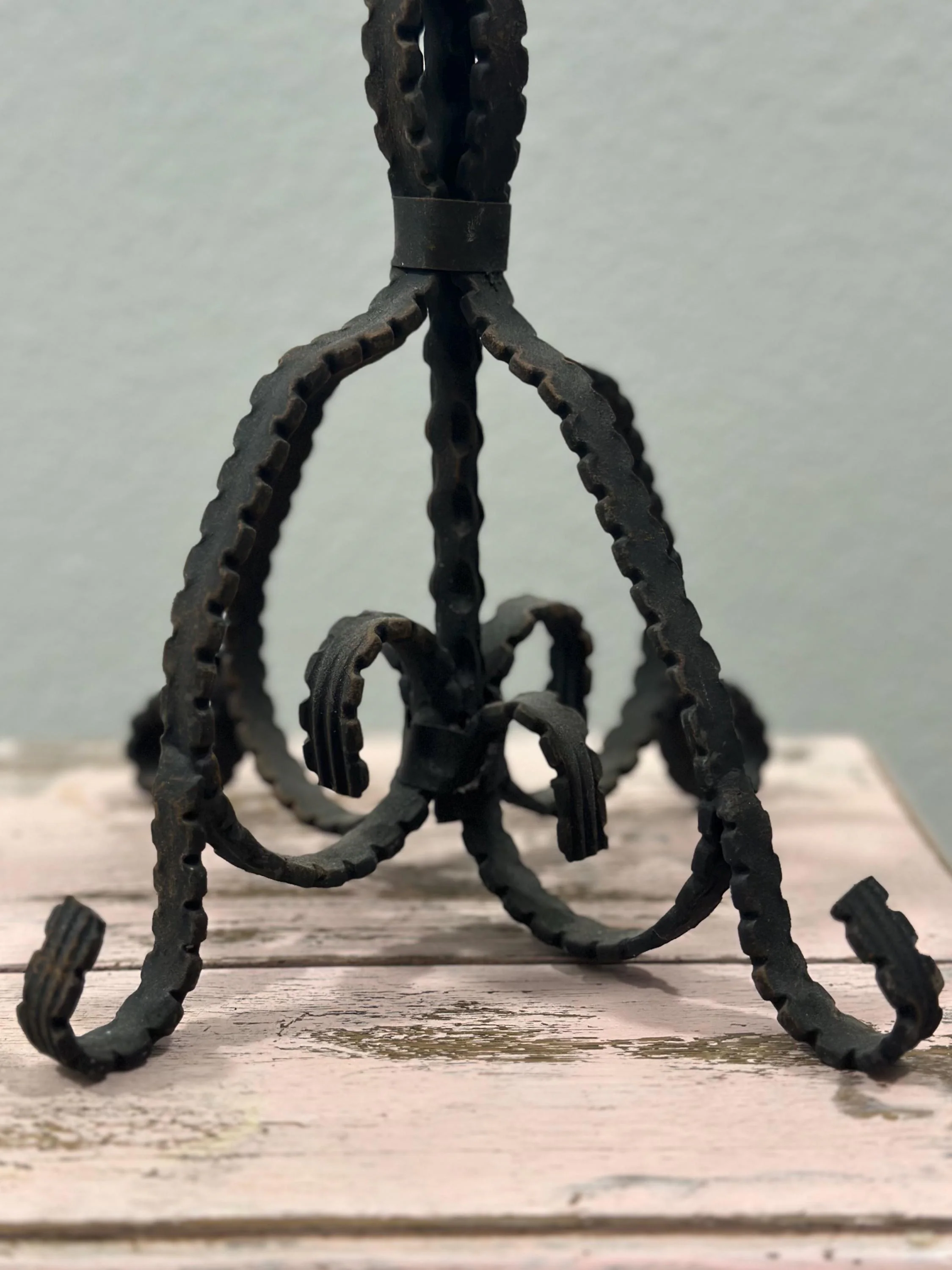 Gothic Black Wrought Iron Floor Pillar Candle Holder 28"T - image 5