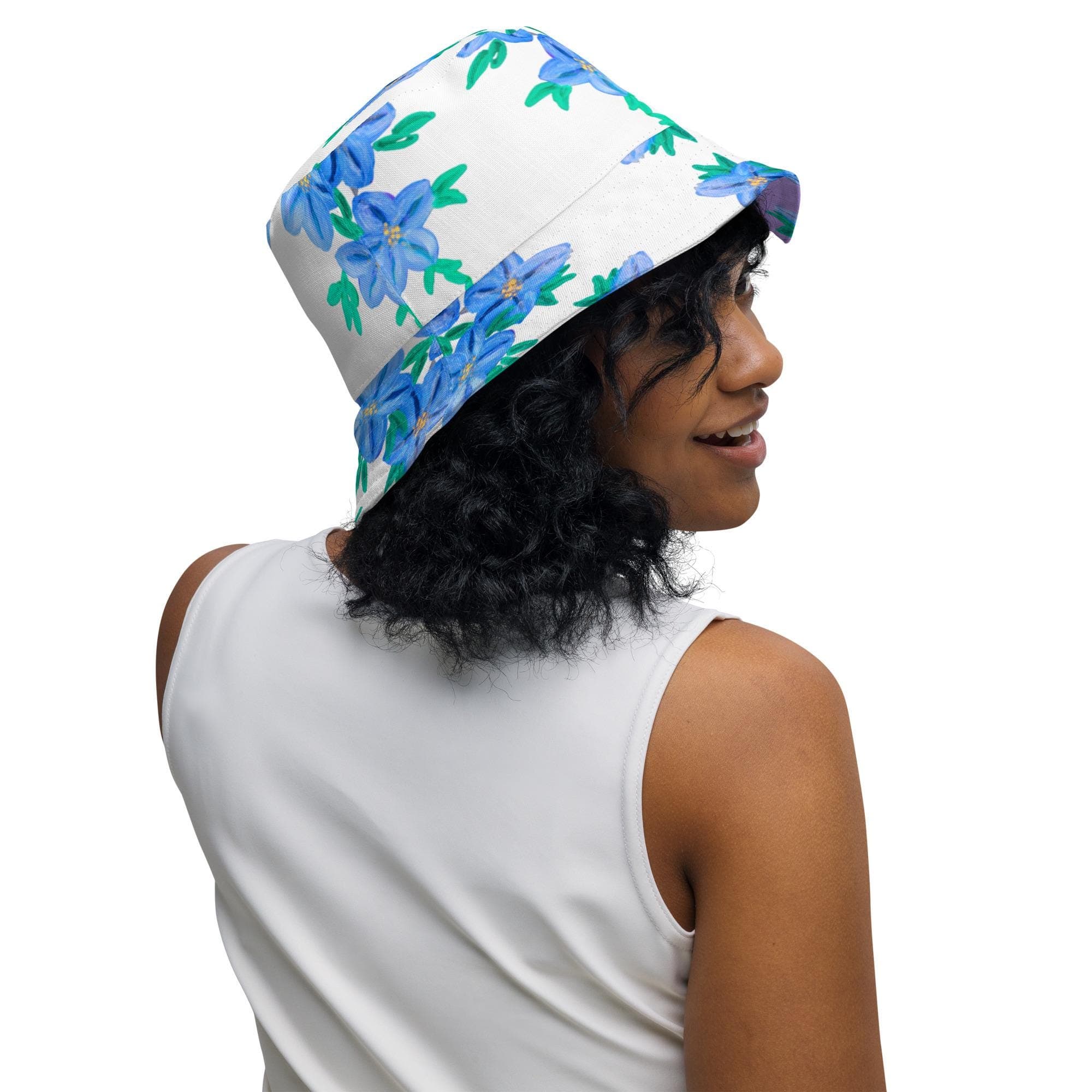 Forget Me Not Botanical Print Bucket Hat, Reversible Sun Hat, Vacation Hat, Spring Casual Everyday Wear