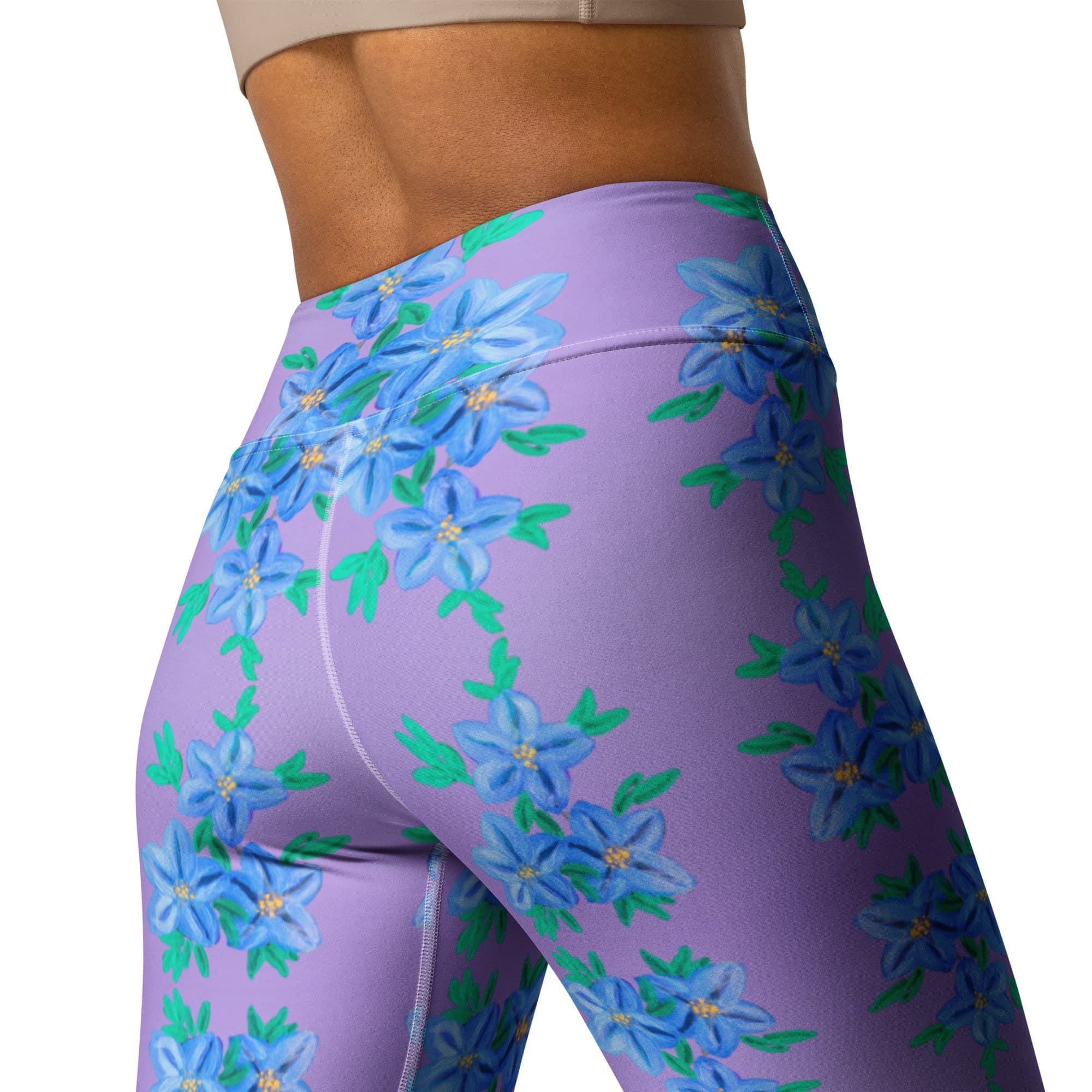 Forget Me Not Yoga Leggings,purple leggings,high waist leggings,activewear,fitness leggings,colorful leggings,fun leggings