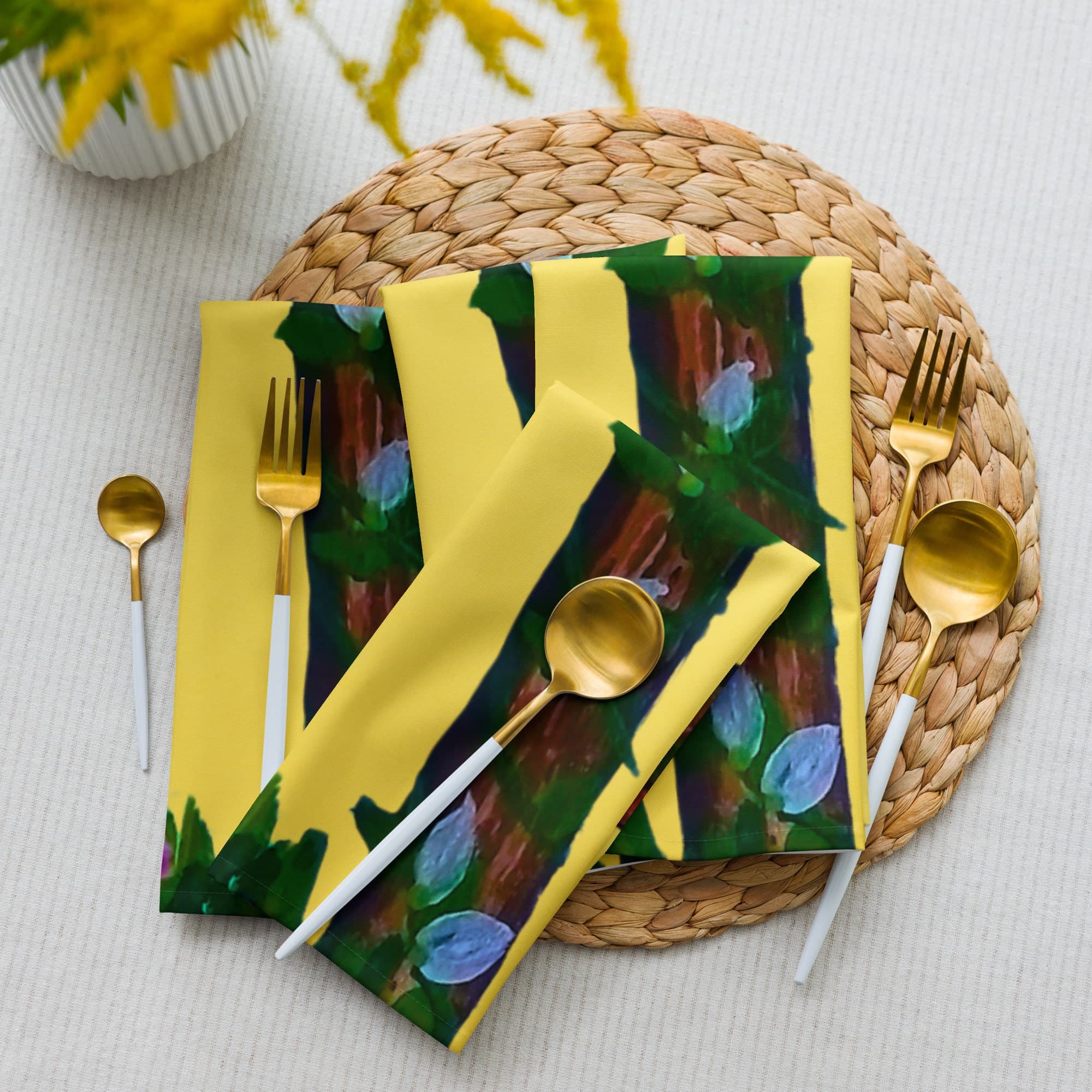 Easter Cross Cloth Napkin Set, Spring Housewears, Holiday Decor, Colorful Design