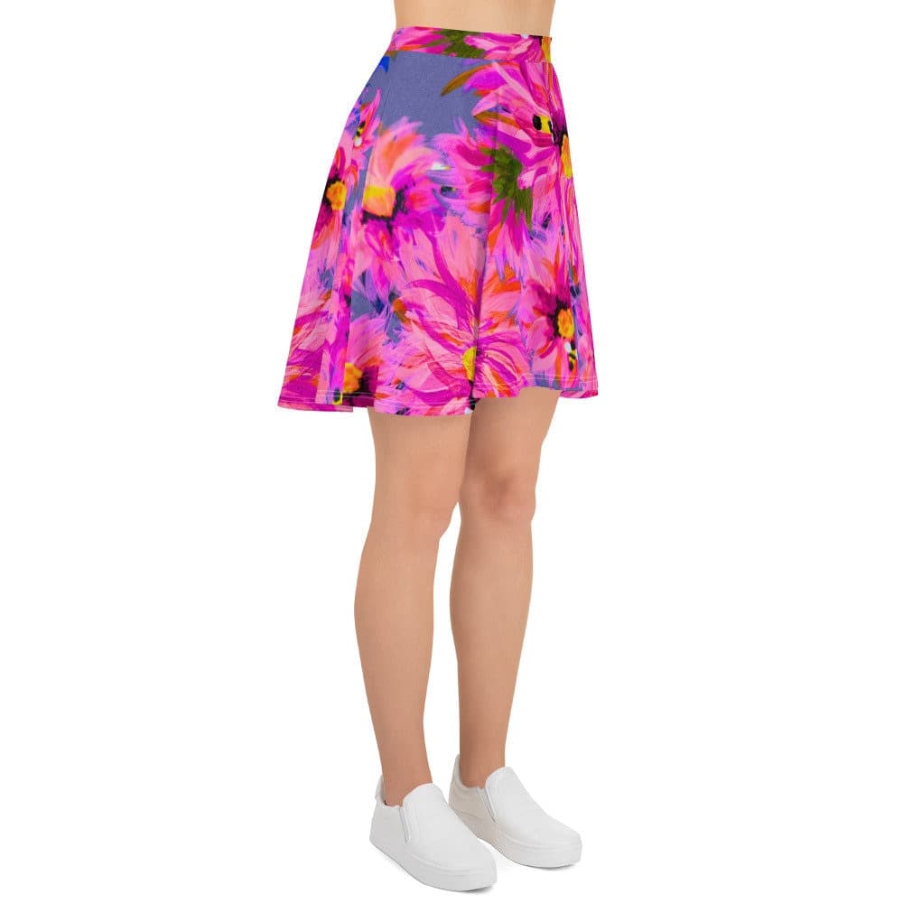 Pink Flower Skirt,gift for sisters,ruffle skirt,floral clothing,plus size,elastic waist,pleated skirt,colorful skirt,floral skirt