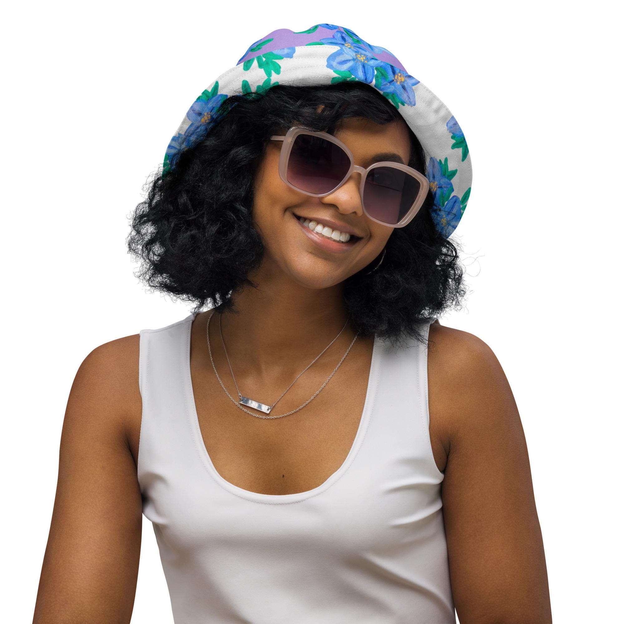 Forget Me Not Botanical Print Bucket Hat, Reversible Sun Hat, Vacation Hat, Spring Casual Everyday Wear