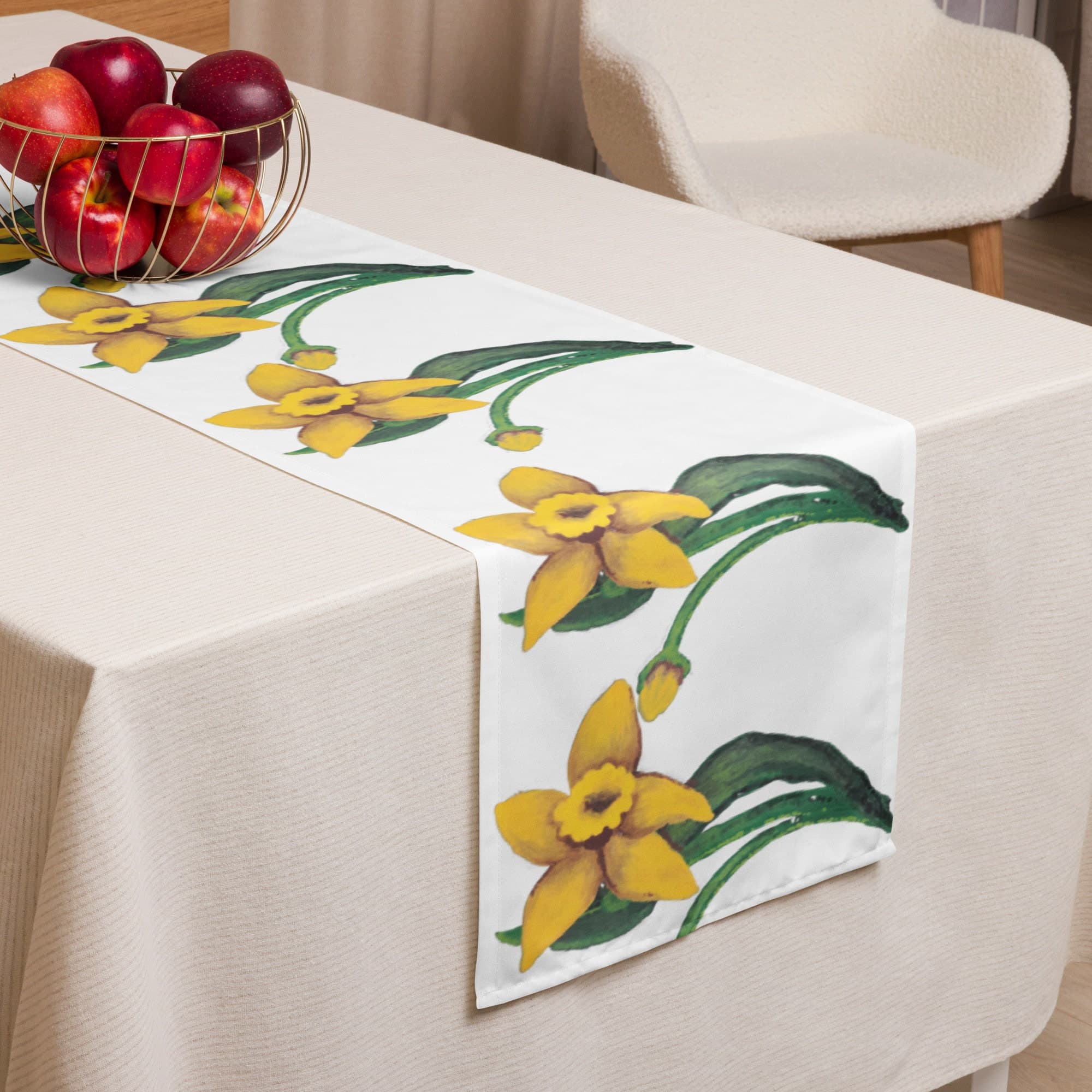 Daffodil Floral Table Runner, Spring Holiday Decor, Yellow Housewears, Easter Gift