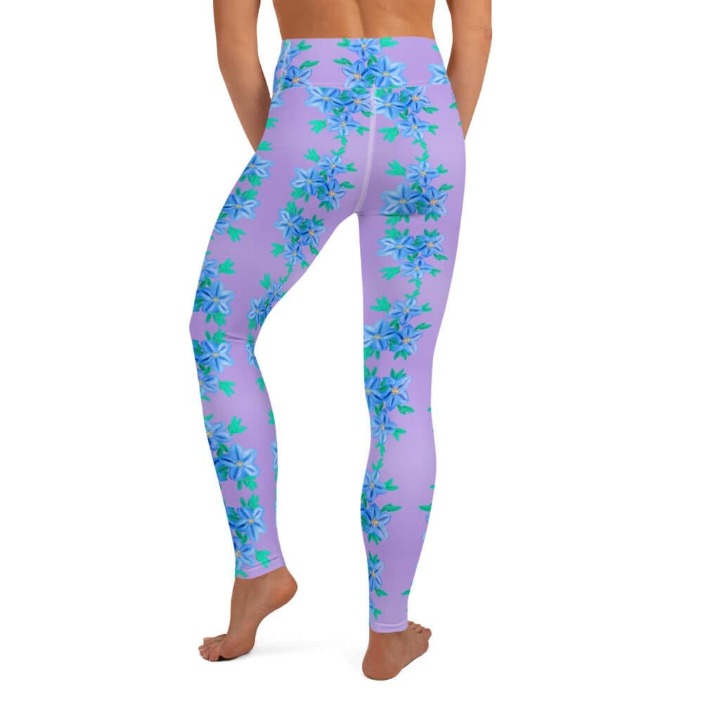 Forget Me Not Yoga Leggings,purple leggings,high waist leggings,activewear,fitness leggings,colorful leggings,fun leggings