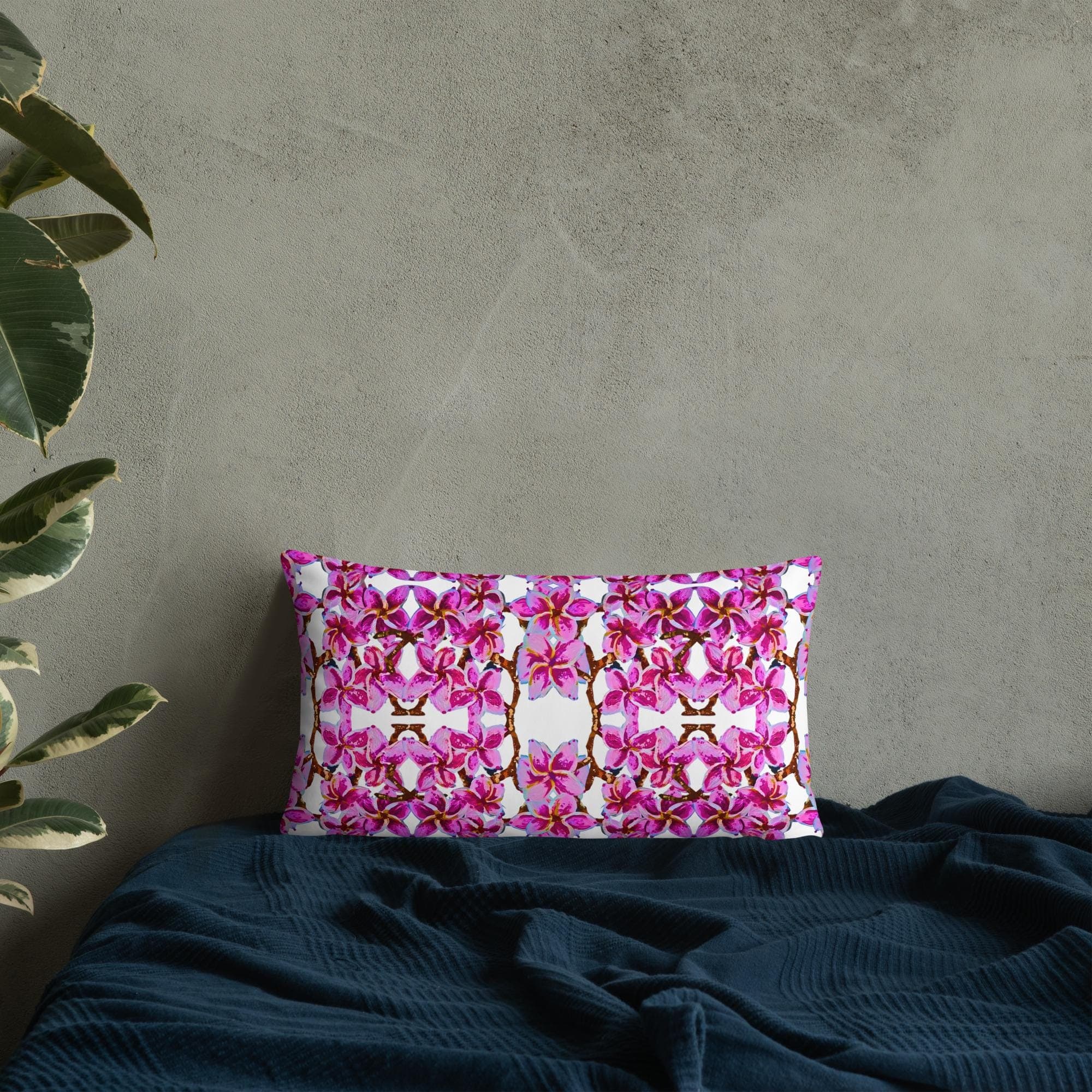 Cherry Blossom Botanical Pillow, Spring Lumbar Cushion, Small Colorful Throw Pillow, Rectangular Floral Print Pillow