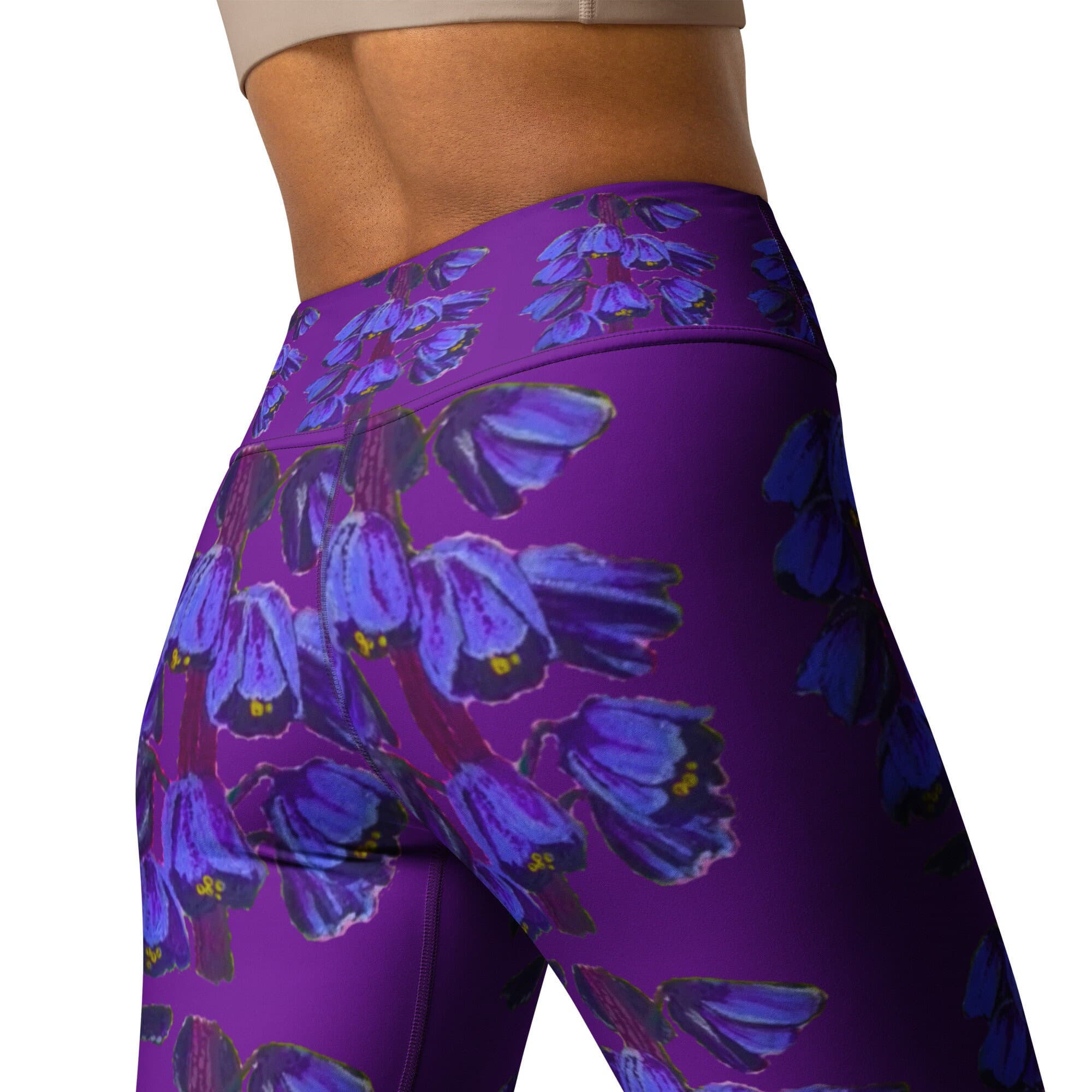 Purple Floral Yoga Leggings: High Waist Spandex Activewear