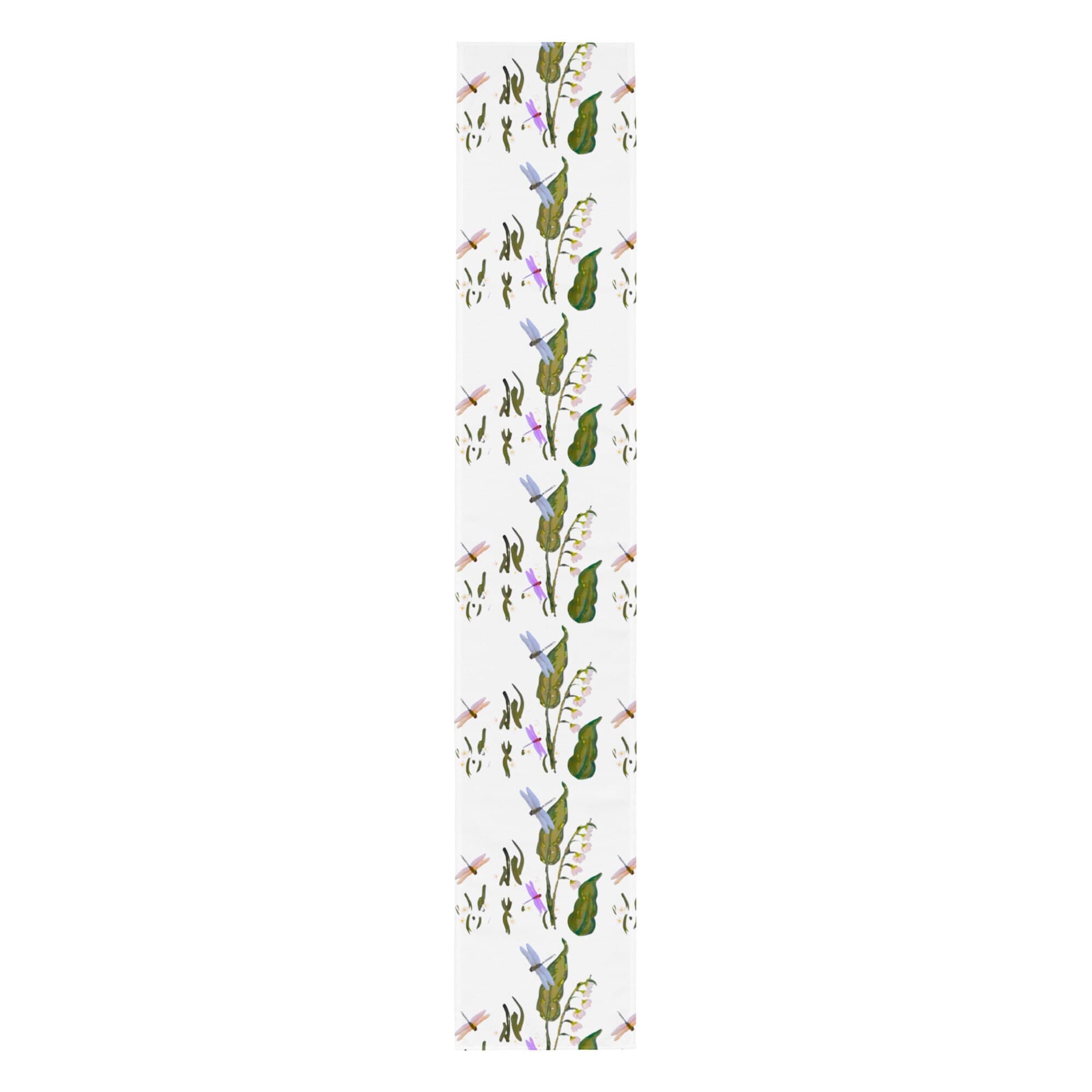 Spring Dragonfly Table Runner, Rustic Floral Wedding Tablerunner, Holiday Decor