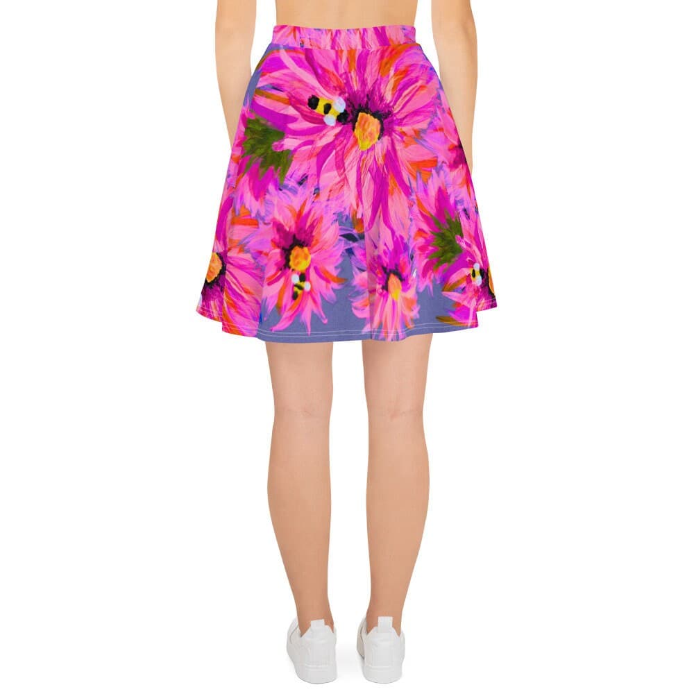 Pink Flower Skirt,gift for sisters,ruffle skirt,floral clothing,plus size,elastic waist,pleated skirt,colorful skirt,floral skirt