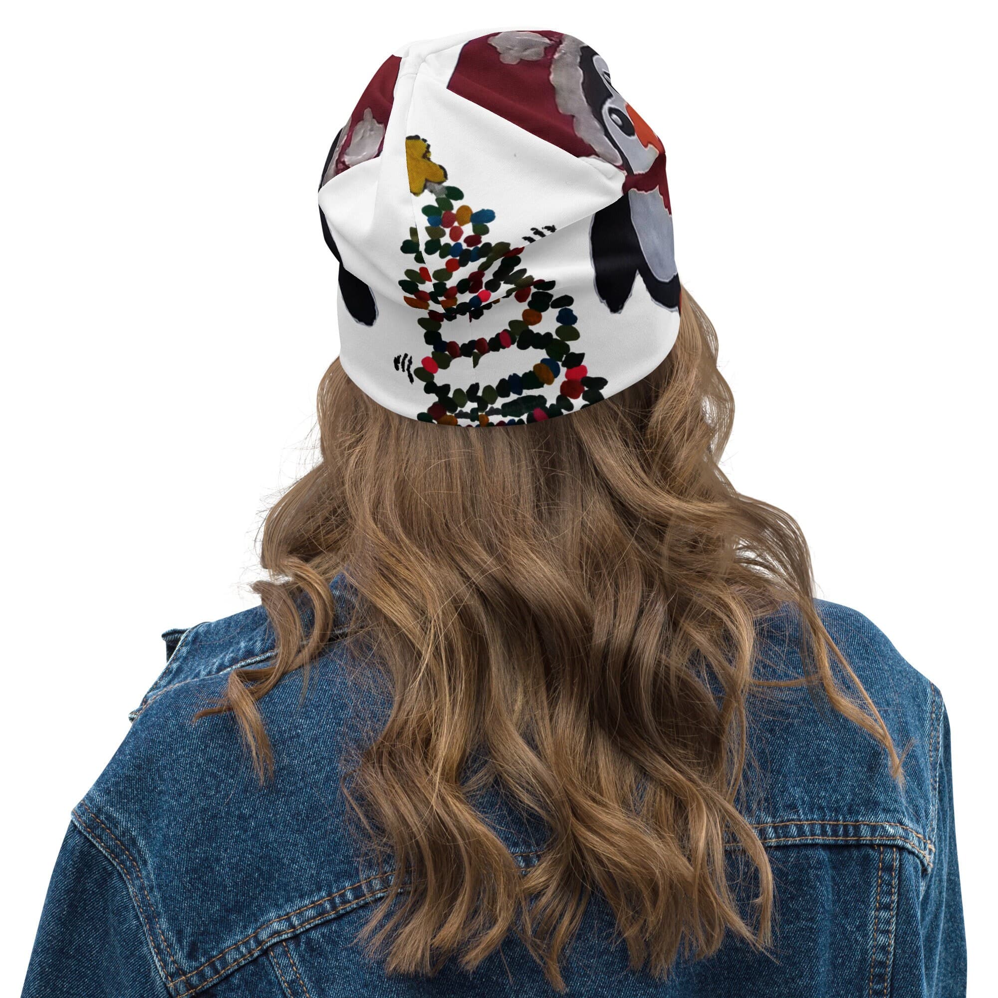 Holiday Penguin Beanie,beanie hat,slouch hat,skull cap,ski hat,running hat,cancer hat,chemo beanie,sorority hat,unisex beanie,soft beanie