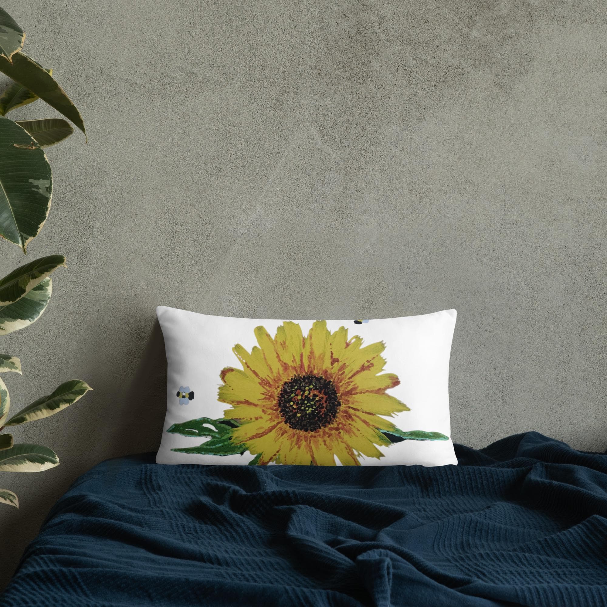 African Daisy Botanical Throw Pillow, Modern Rectangular Spring Pillow, Yellow Floral Lumbar Pillow