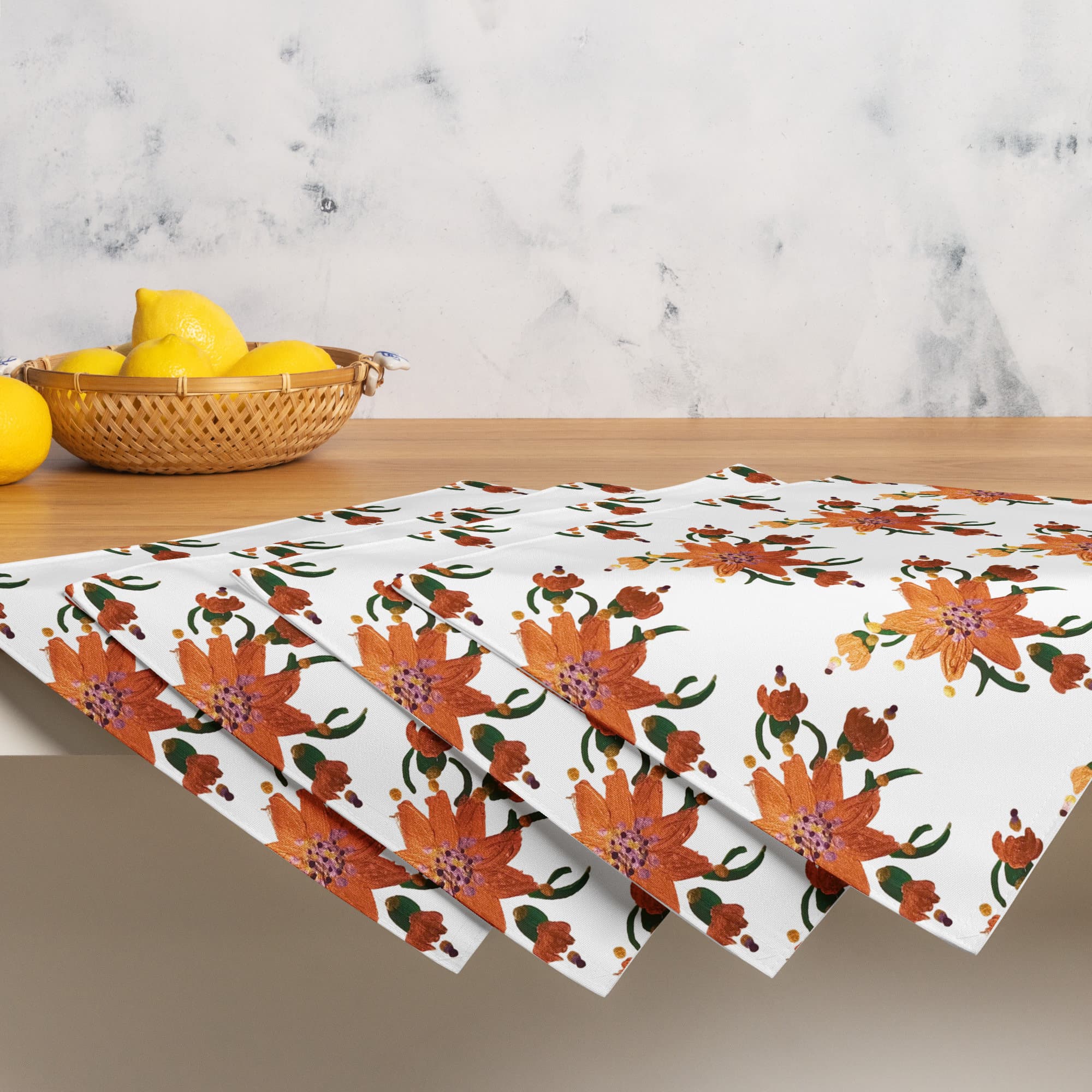 Shimmering Gold Flower Placemat Set of 4, Activity Placemats, Water Resistant, Perfect for Weddings or Family Dinners