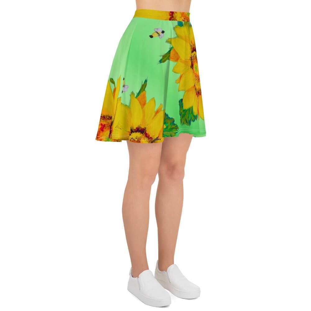 Sunflower Skirt,floral skirts,gift for sisters,pleated skirt,ruffle skirt,flowy skirt,flower skirt,office skirt,elastic waist