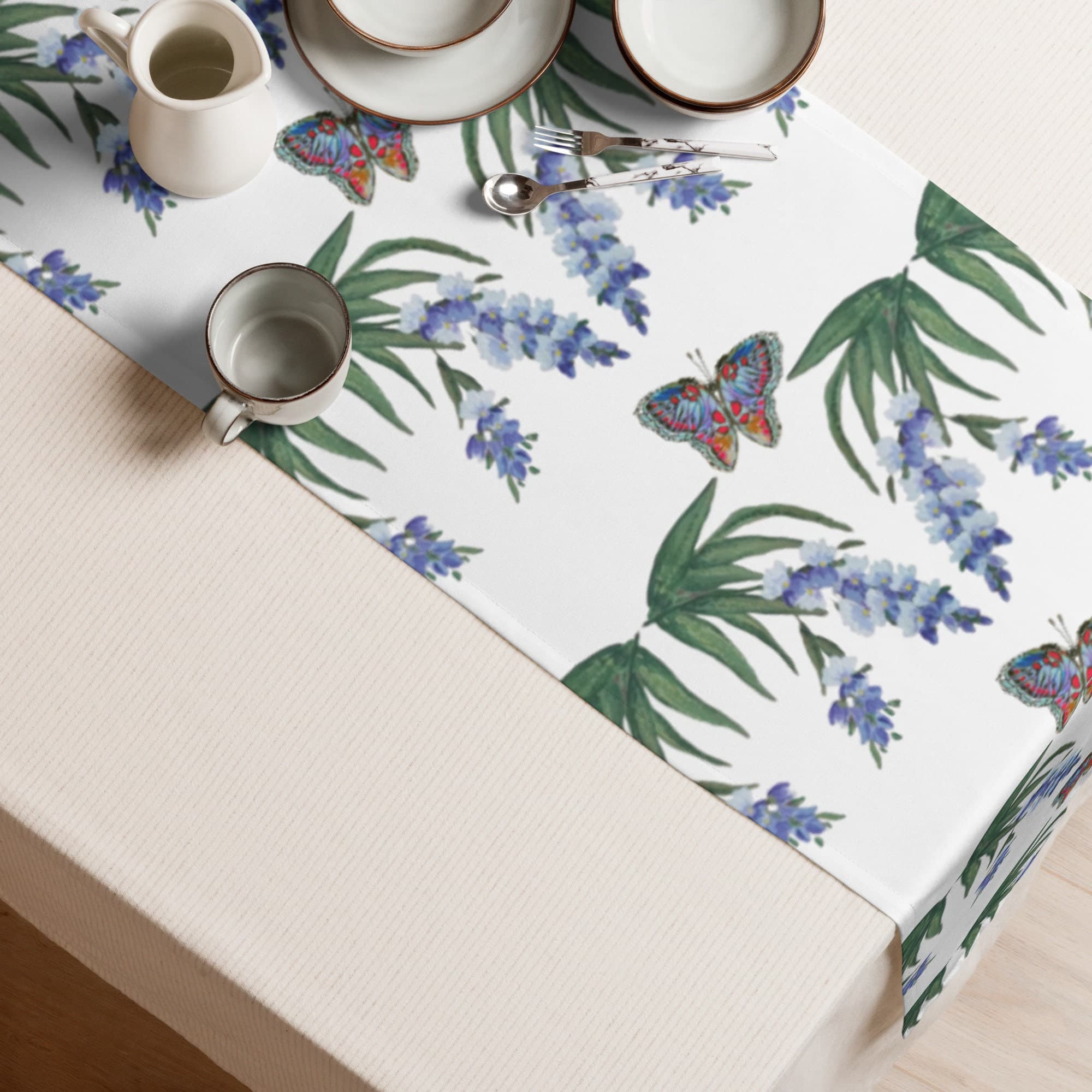 Monarch Wisteria Table Runner, Spring Floral Wedding Table Runner, Holiday Home Decor