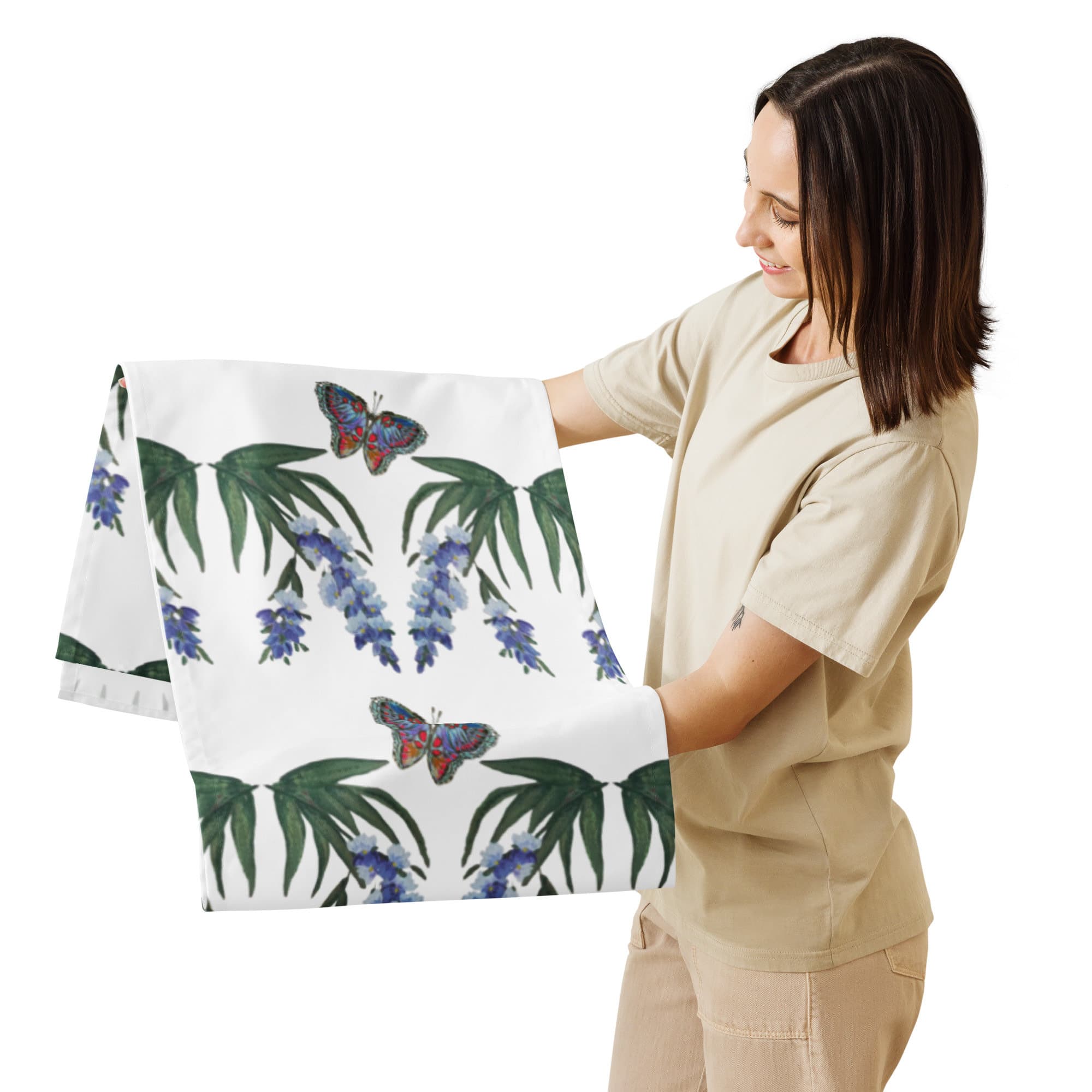 Monarch Wisteria Table Runner, Spring Floral Wedding Table Runner, Holiday Home Decor