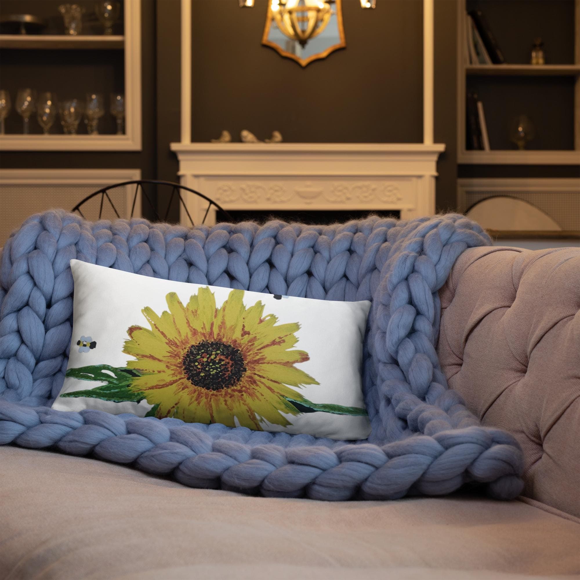 African Daisy Lumbar Pillow: Modern Yellow Floral Throw Pillow