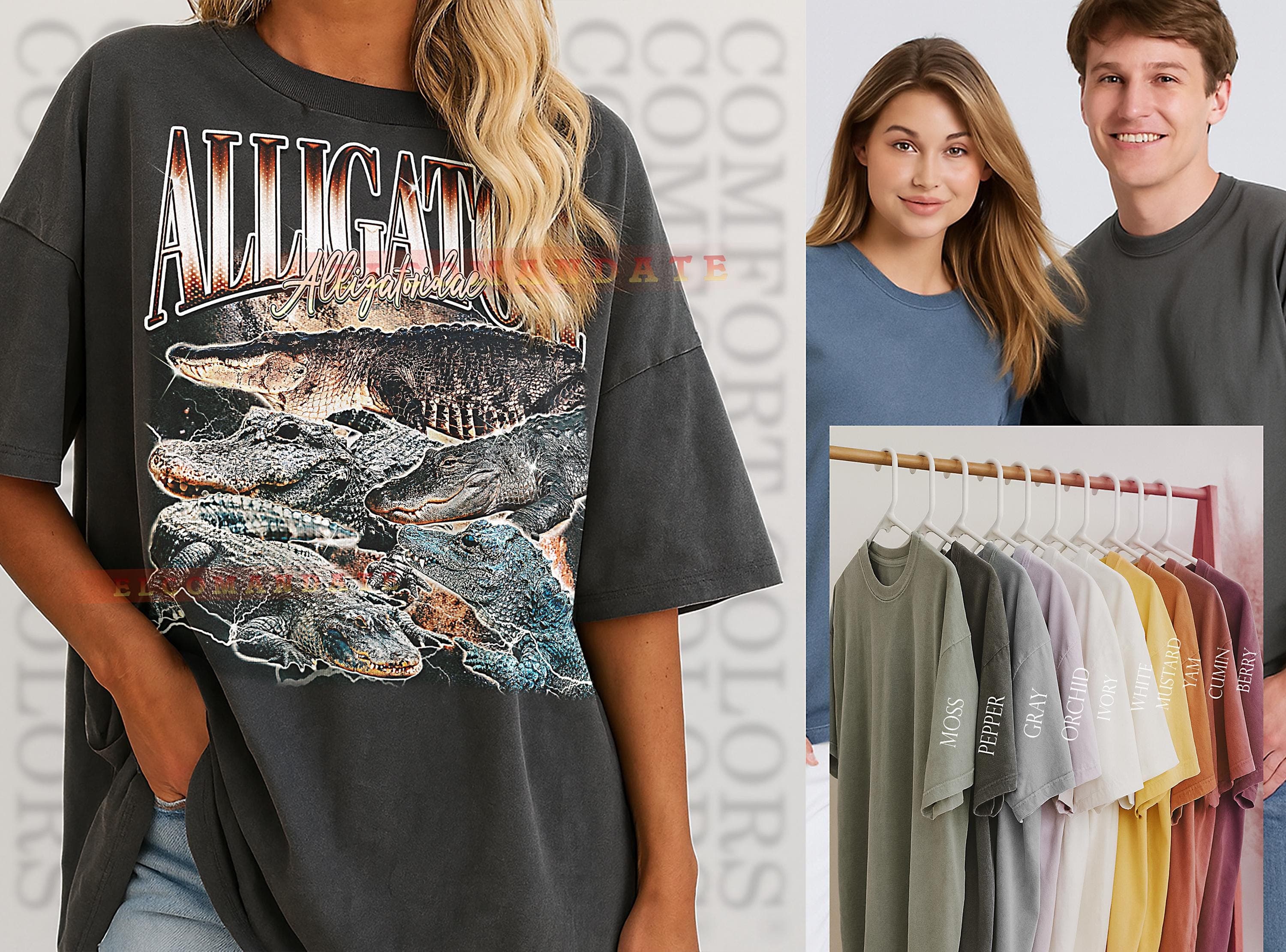 Aligator Aligatoridae T-Shirt, Vintage Animal Lovers Reptile Wildlife Nature Graphic Tee, 90s Retro Throwback, Aligator Aligatoridae Sweater - image 3
