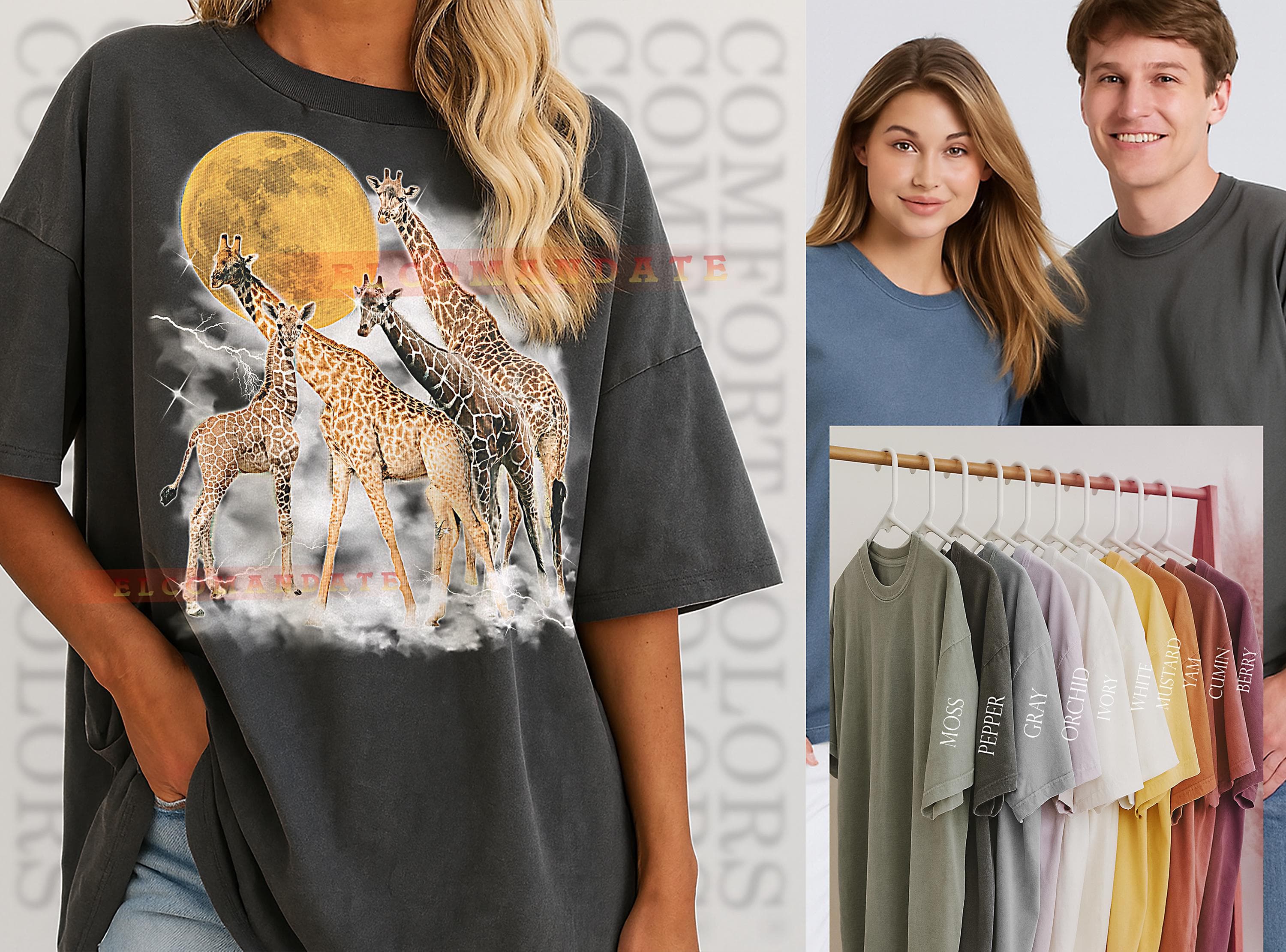 Giraffe T-Shirt, Vintage Animal Lovers Safari Wildlife Nature Graphic Tee, 90s Retro Throwback, Giraffe Sweater - image 3