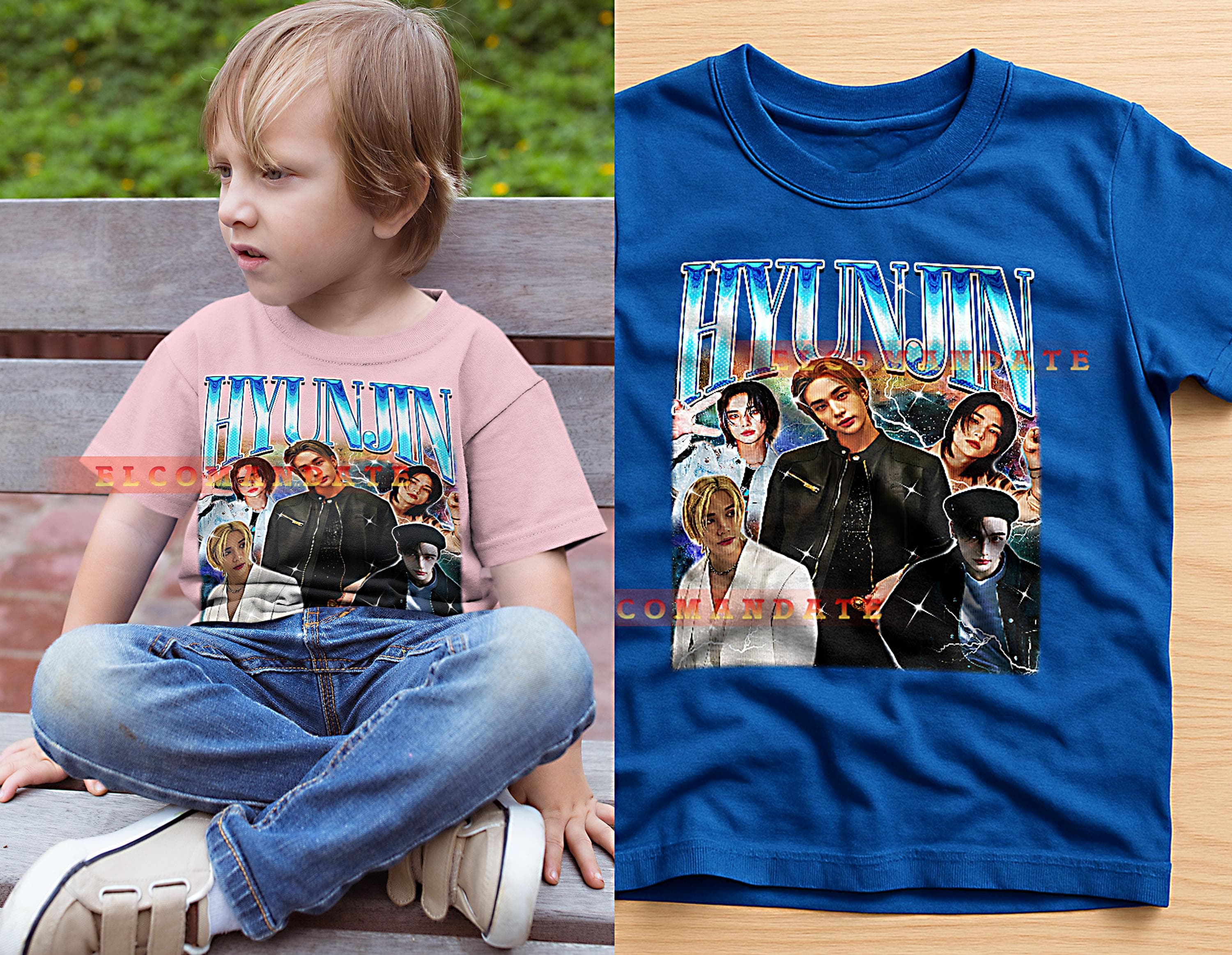 Hyunjin Bootleg Tee, Hyunjin Longsleeve Tee, Hyunjin Retro Tee, Hyunjin Vintage Tee, Hyunjin 90s Tee Retro, Vintage, 90s, Tee, Kids - image 3