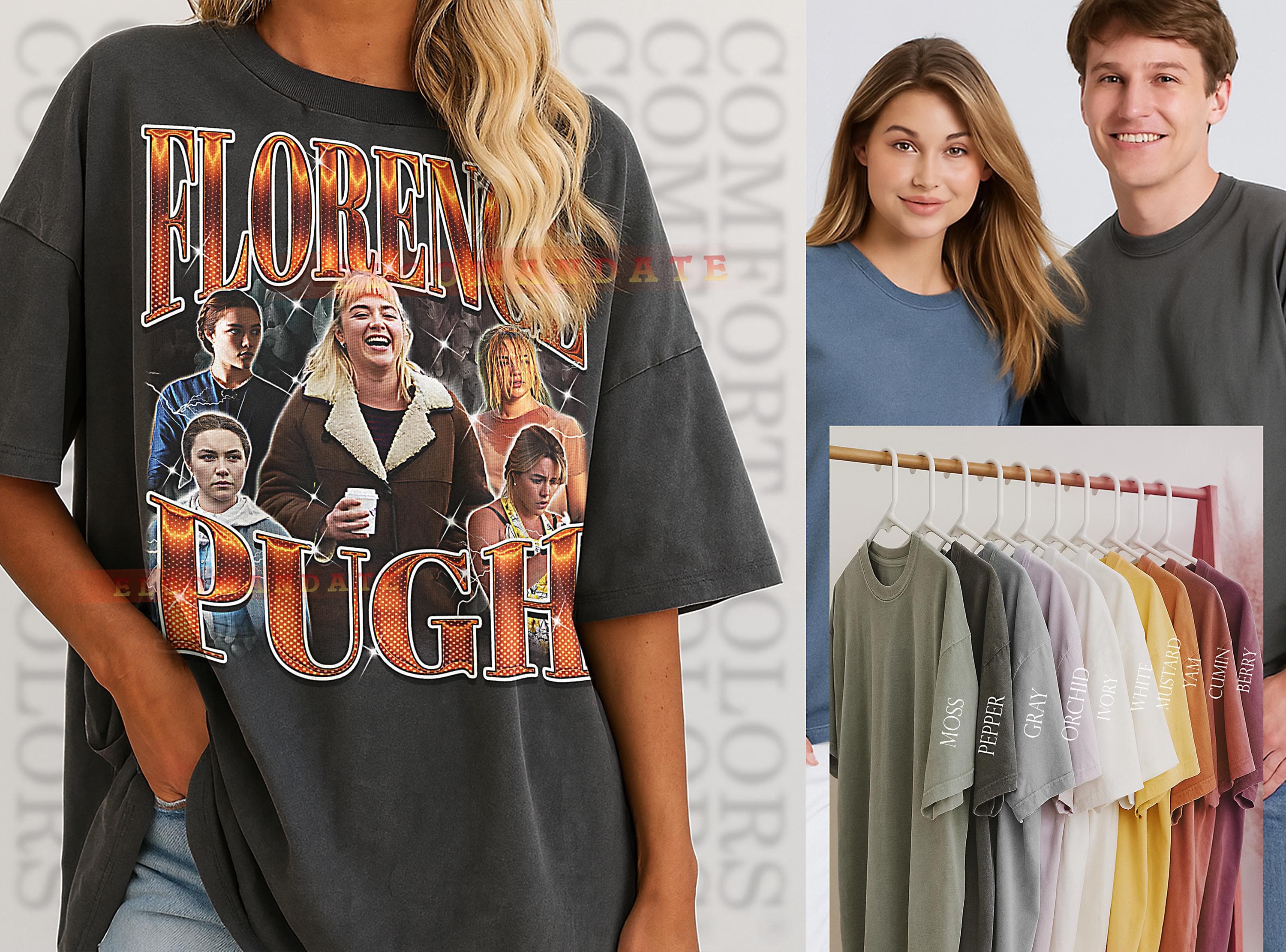 Florence Pugh Bootleg Shirt, Florence Pugh Vintage Tee, Florence Pugh 90s Tshirt, Florence Pugh Retro Tee, Actress Drama Star - image 3