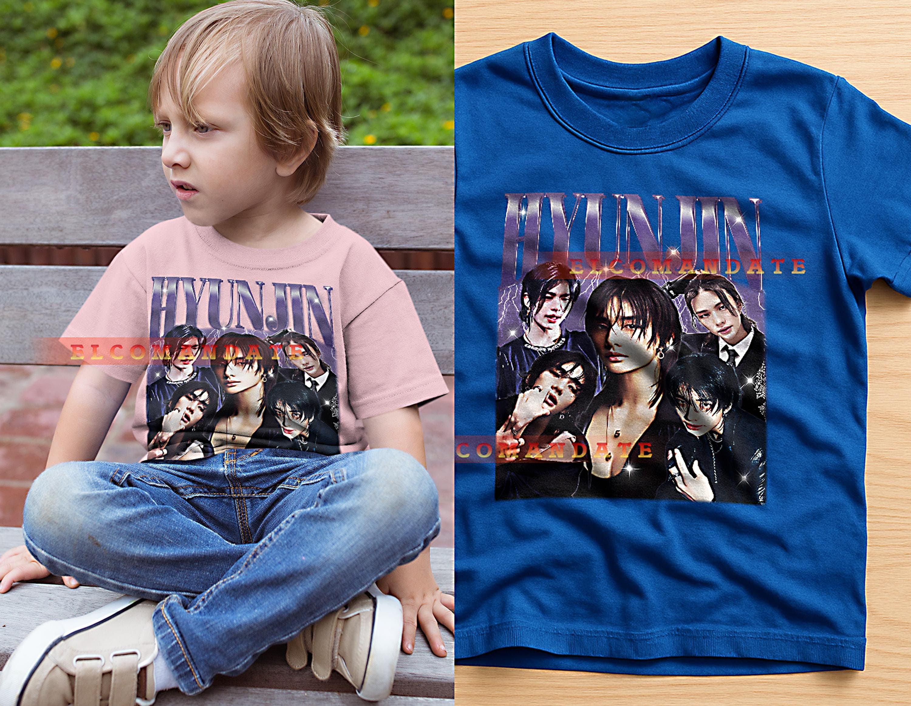 Hyunjin Bootleg Tee, Hyunjin Longsleeve Shirt, Hyunjin Retro Tee, Hyunjin Vintage Tee, Hyunjin 90s Tee Retro, Vintage, 90s, Tee, Kids - image 3