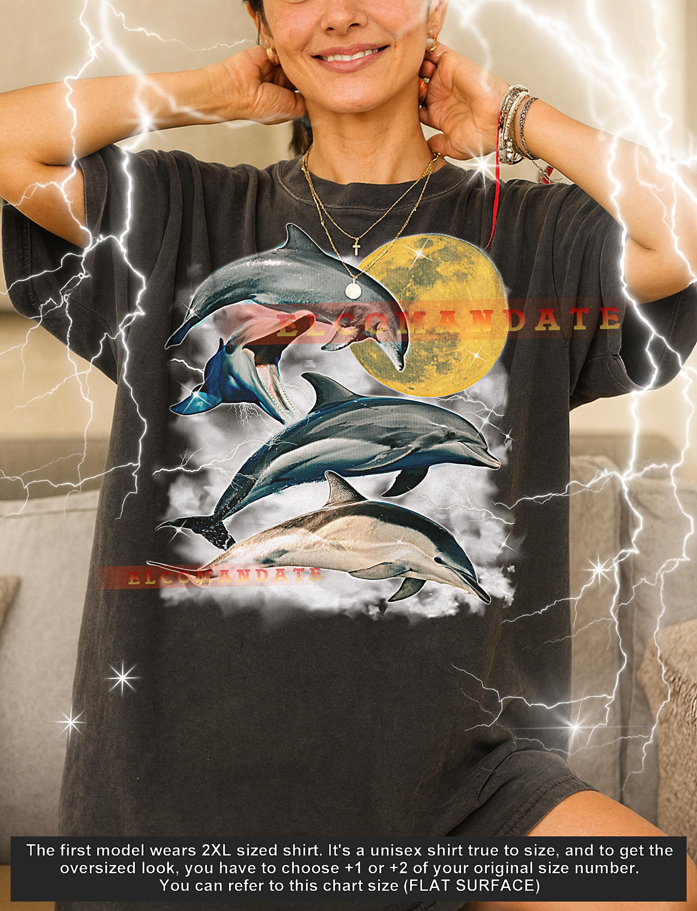 Dolphin T-Shirt, Vintage Animal Lovers Ocean Creature Aquatic Wildlife Tee, 90s Retro Throwback, Dolphin Sweater
