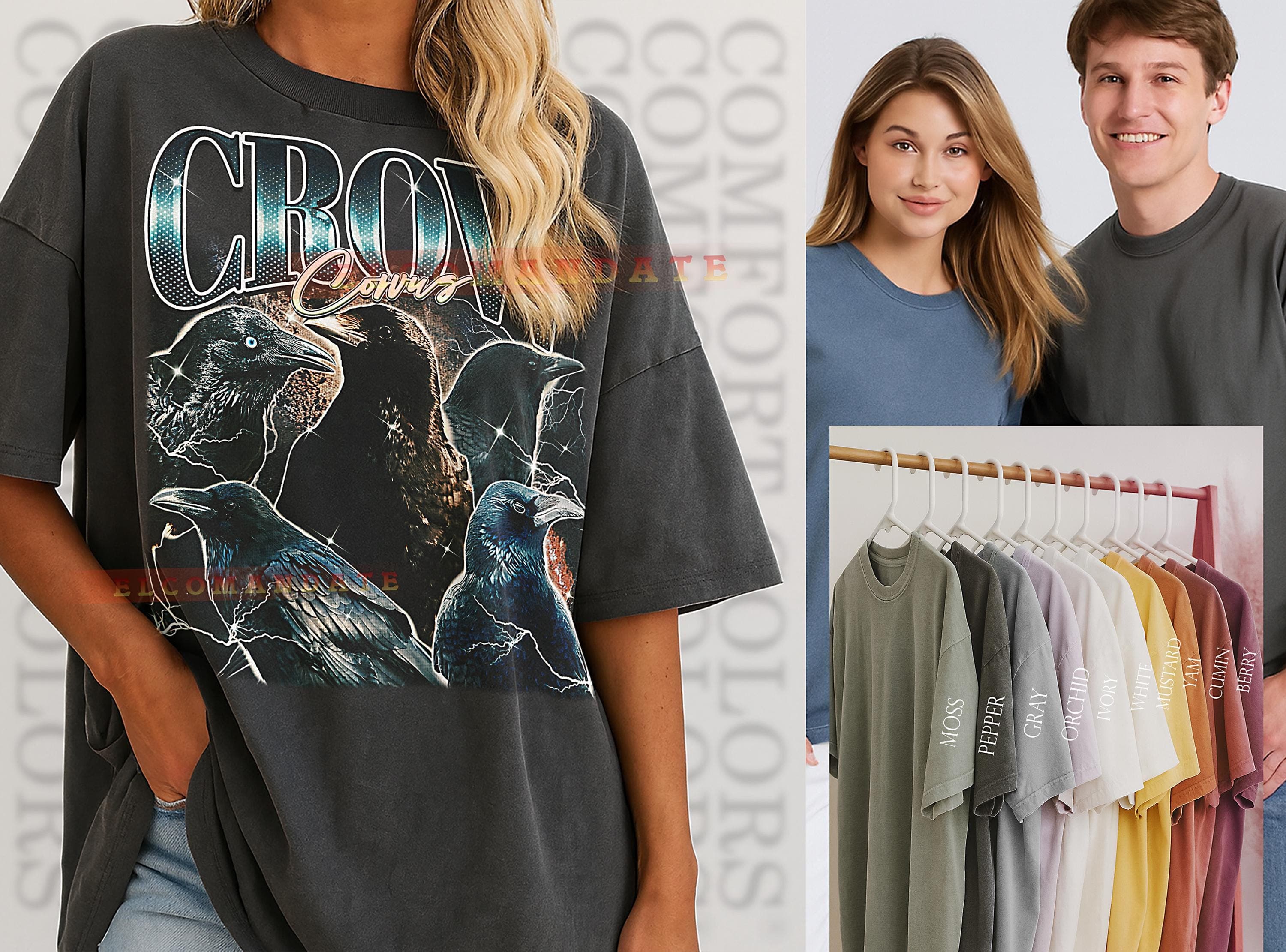 Crow Corvus T-Shirt, Vintage Animal Lovers Bird Wildlife Nature Graphic Tee, 90s Retro Throwback, Crow Corvus Sweater - image 3