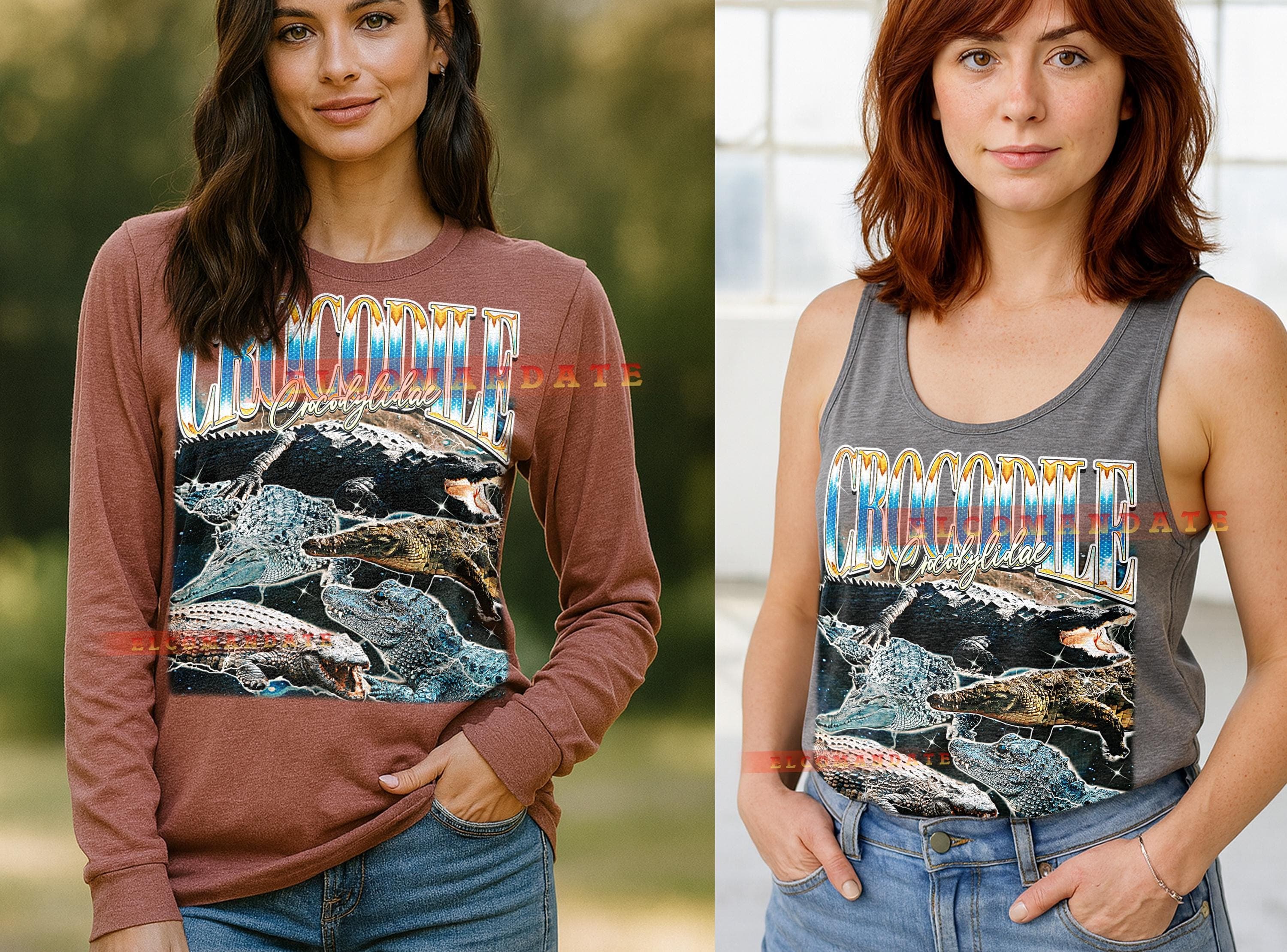 Crocodile Crocodylidae T-Shirt, Vintage Animal Lovers Swamp Reptile Nature Graphic Tee, 90s Retro Throwback, Crocodile Crocodylidae Sweater - image 5
