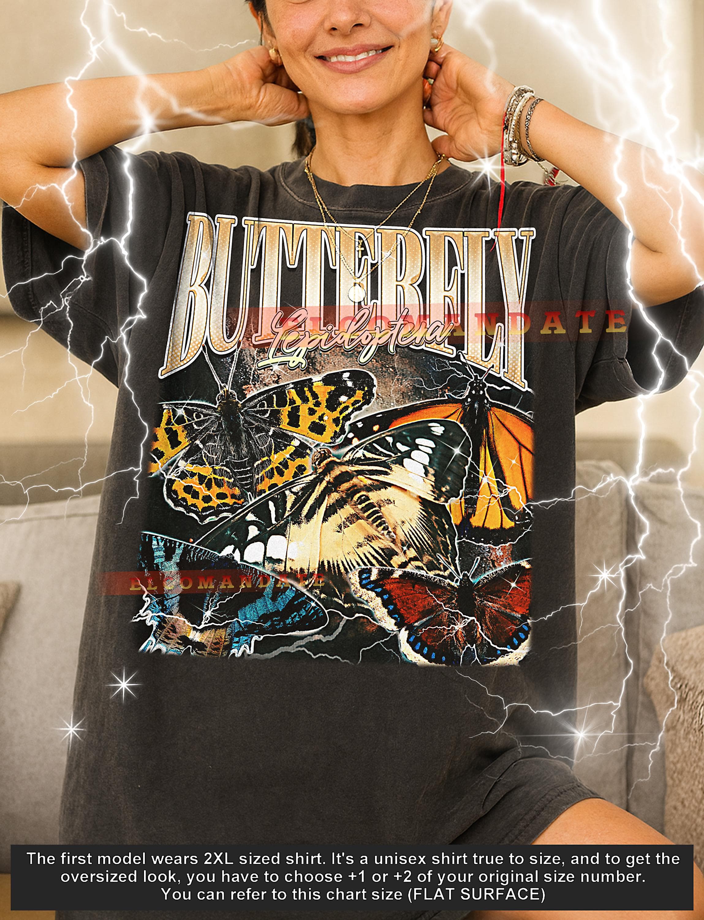 Butterfly Lepidoptera T-Shirt, Vintage Animal Lovers Garden Bug Nature Graphic Tee, 90s Retro Throwback, Butterfly Lepidoptera Sweater