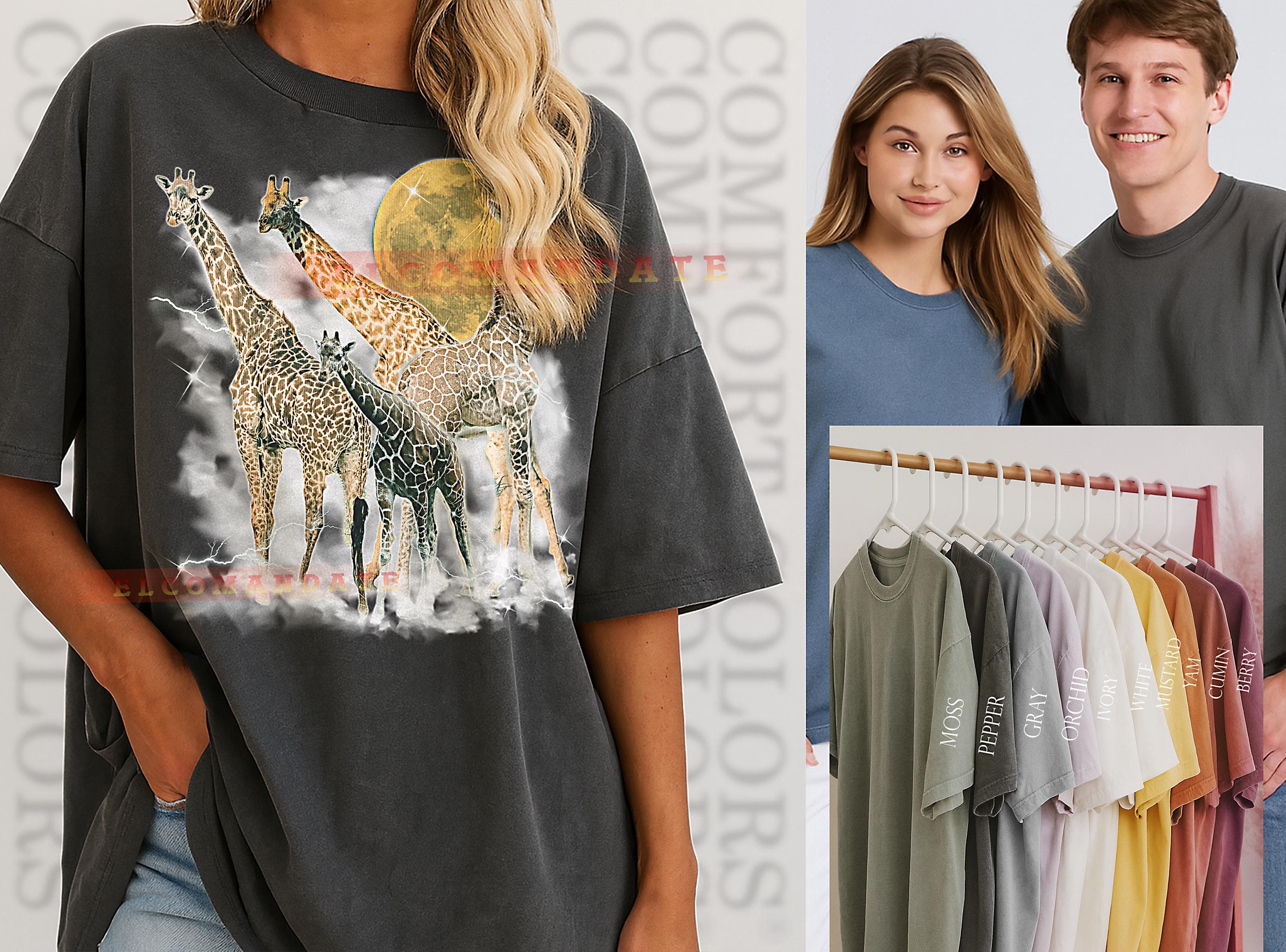 Giraffe T-Shirt, Vintage Animal Lovers African Wildlife Nature Tall Animal Tee, 90s Retro Throwback, Giraffe Sweater - image 3