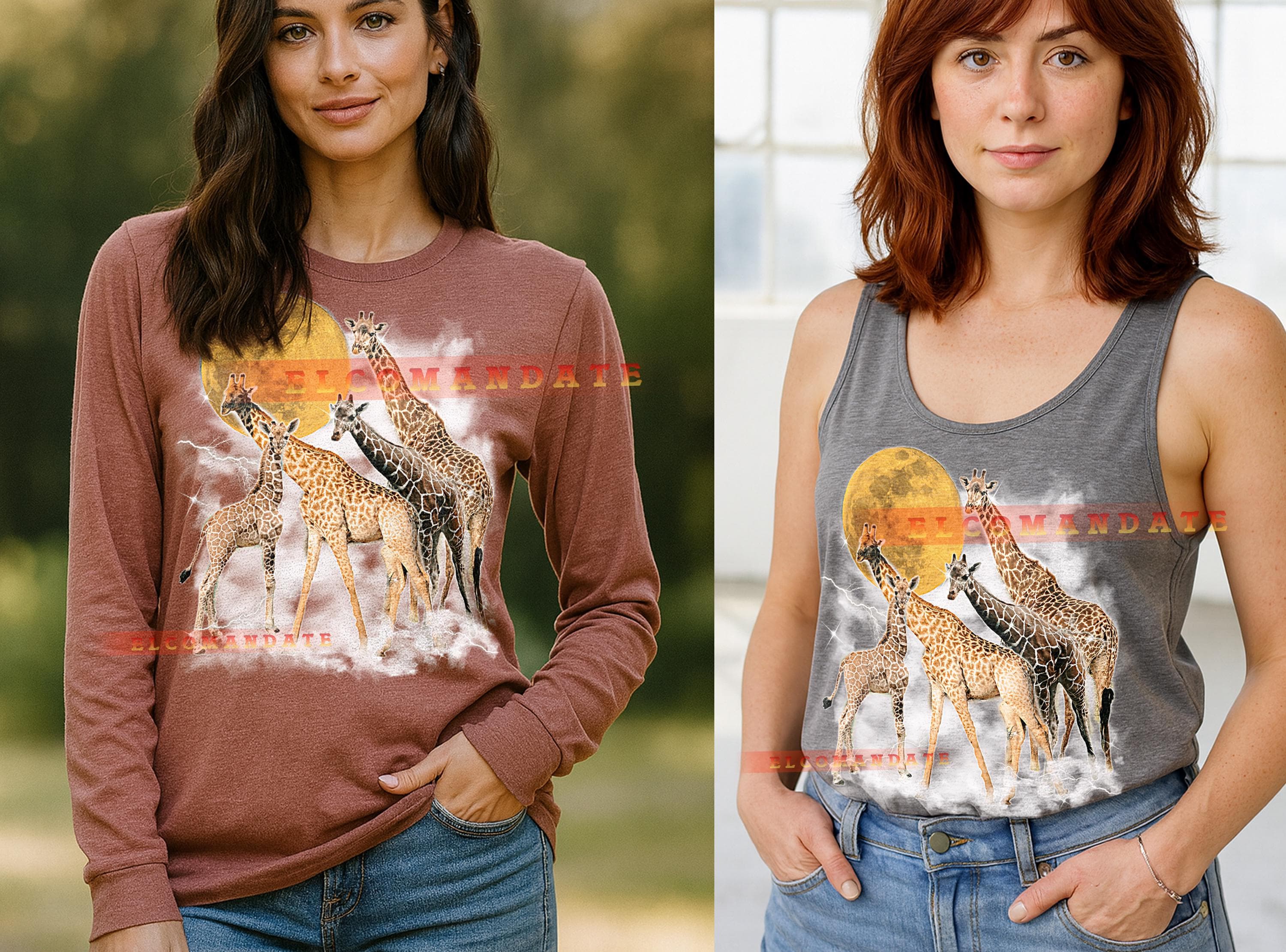 Giraffe T-Shirt, Vintage Animal Lovers Safari Wildlife Nature Graphic Tee, 90s Retro Throwback, Giraffe Sweater - image 5