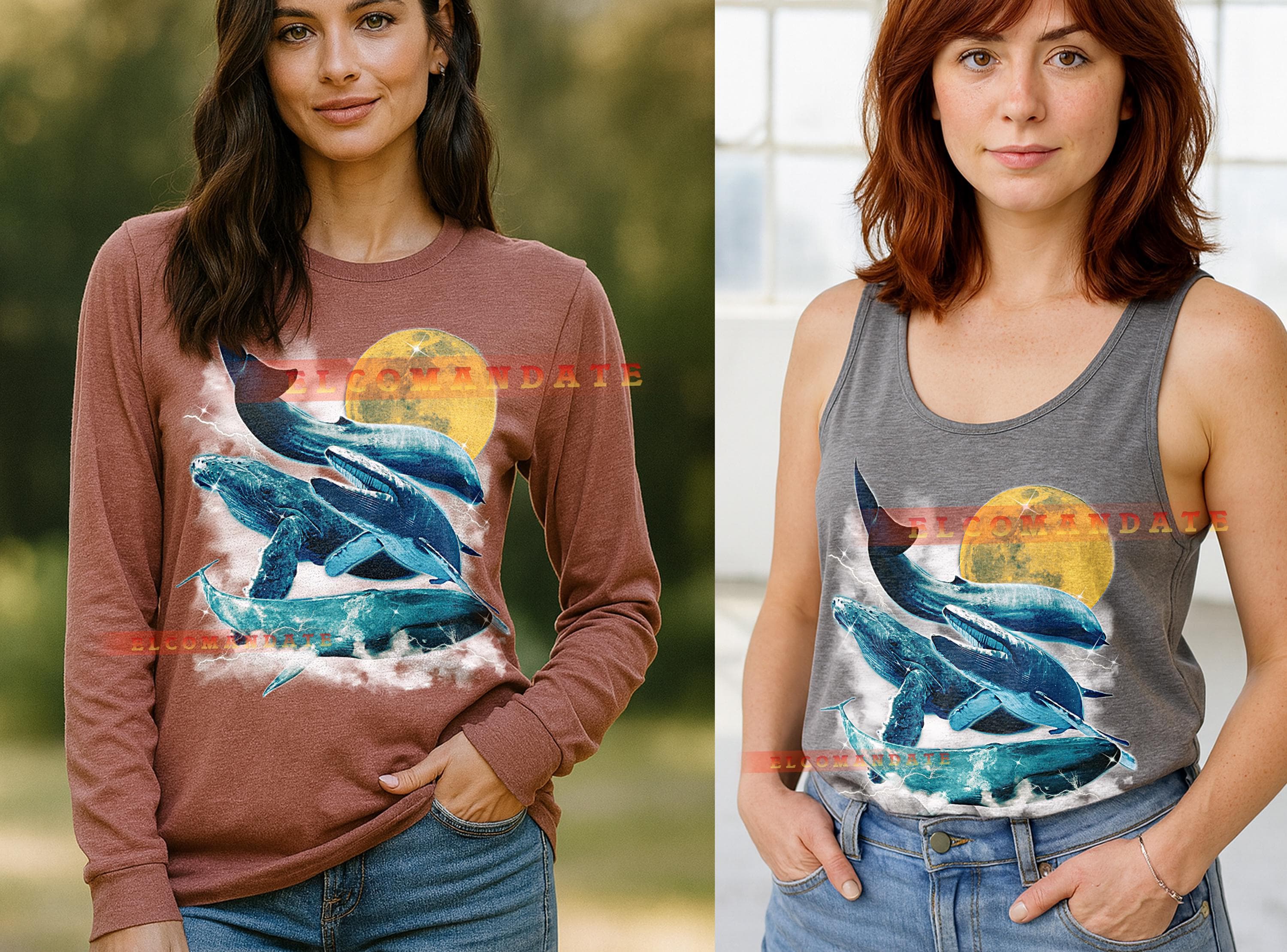 Blue Whale T-Shirt, Vintage Animal Lovers Sea Life Aquatic Nature Tee, 90s Retro Throwback, Blue Whale Sweater - image 5