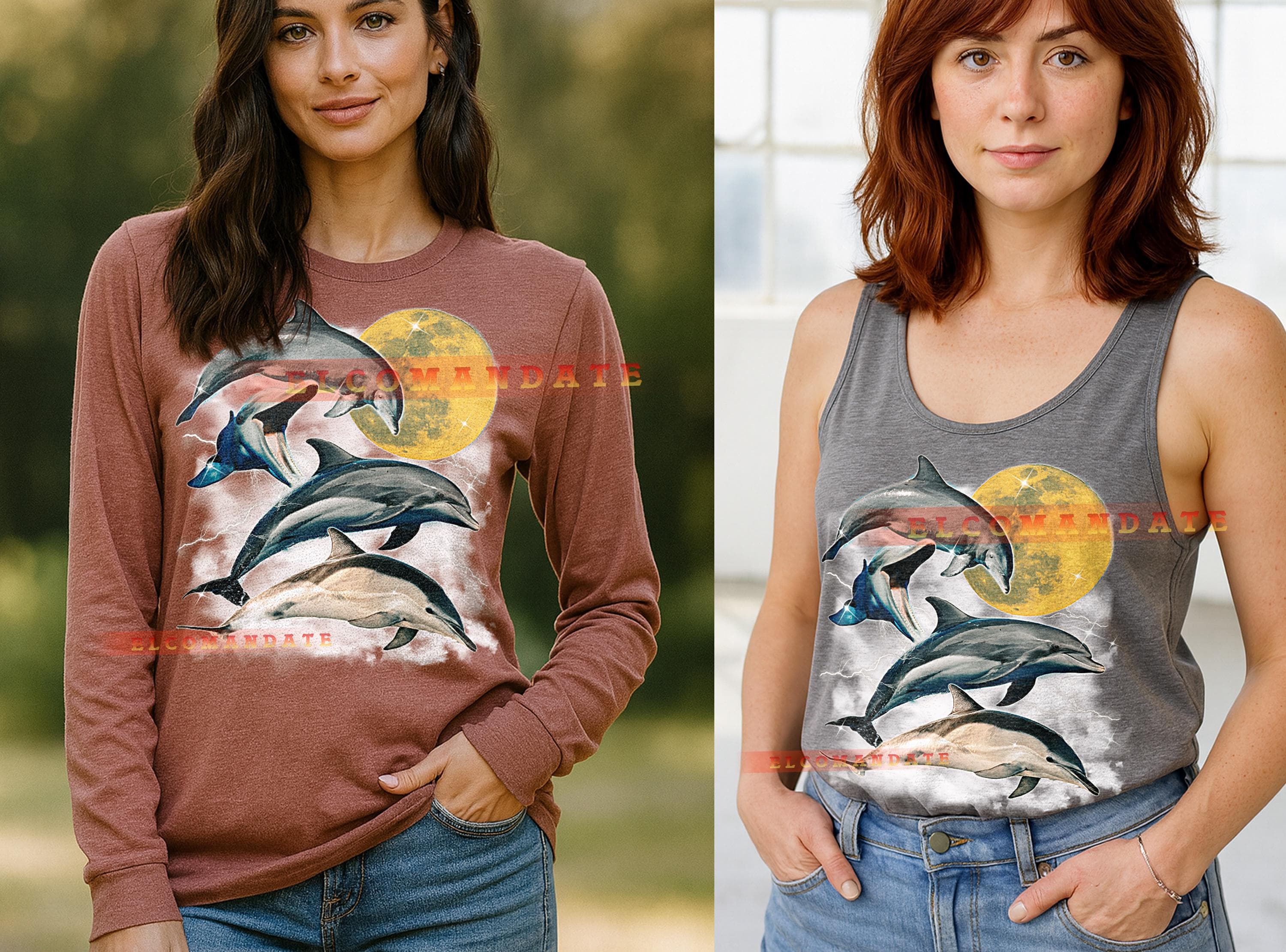 Dolphin T-Shirt, Vintage Animal Lovers Ocean Creature Aquatic Wildlife Tee, 90s Retro Throwback, Dolphin Sweater - image 5